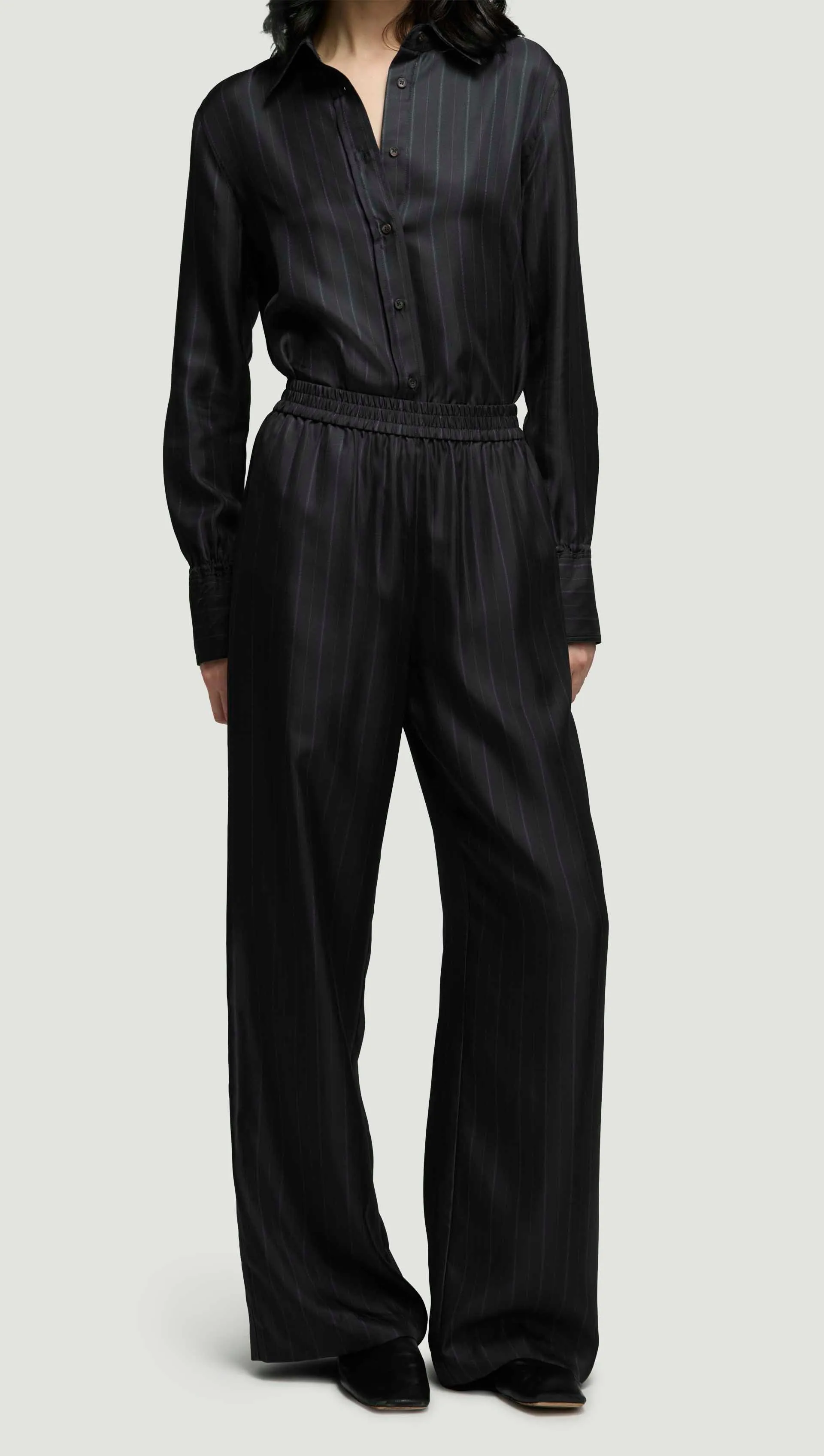 Pull-Up Pant in Silk Twill | Midnight Stripe sold by Argent product image thumbnail 3