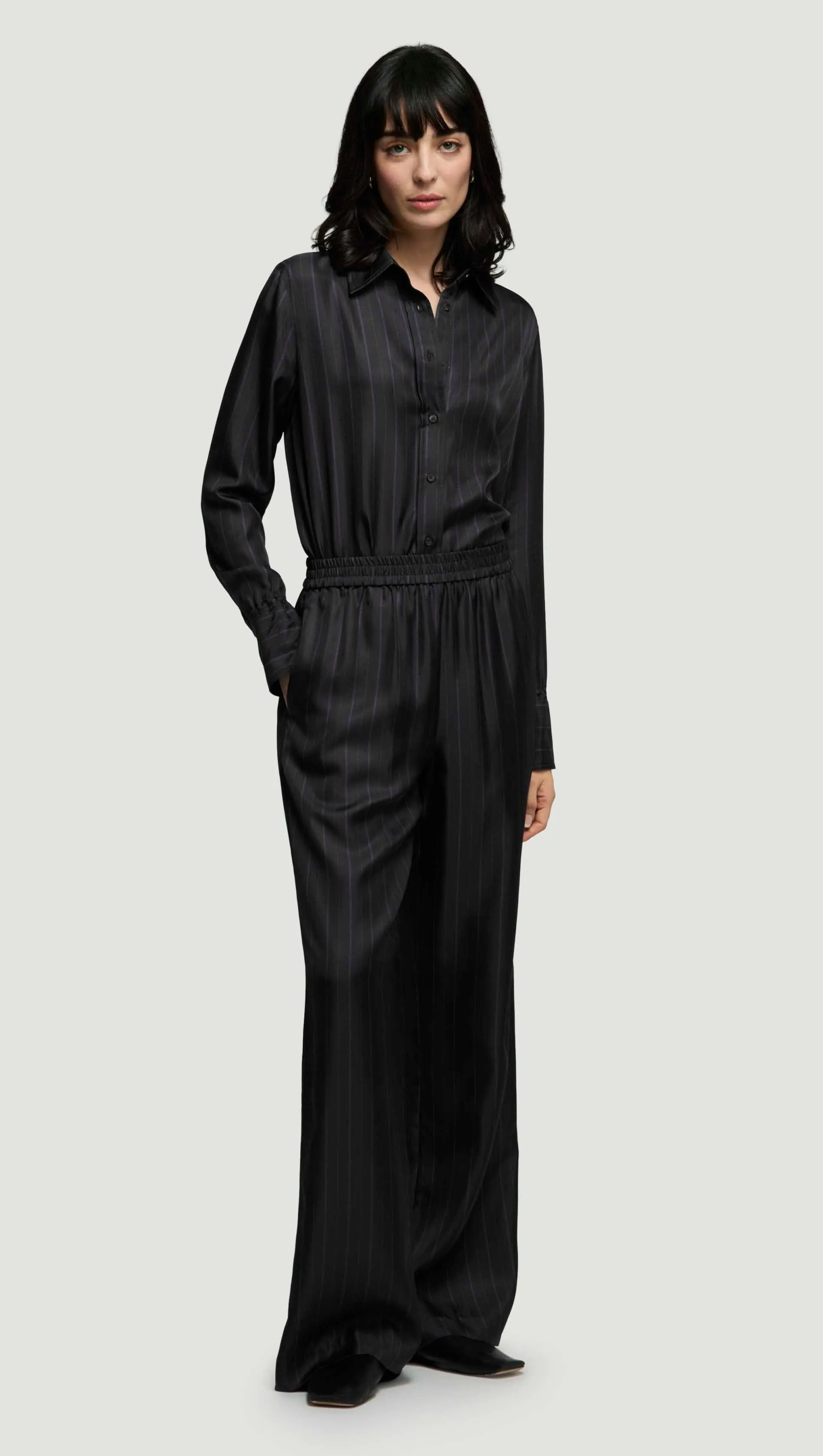 Pull-Up Pant in Silk Twill | Midnight Stripe sold by Argent product image thumbnail 4