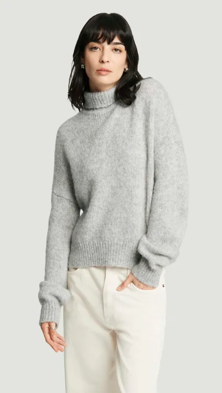 Plush Turtleneck Sweater in Luxe Wool | Heather Grey sold by Argent