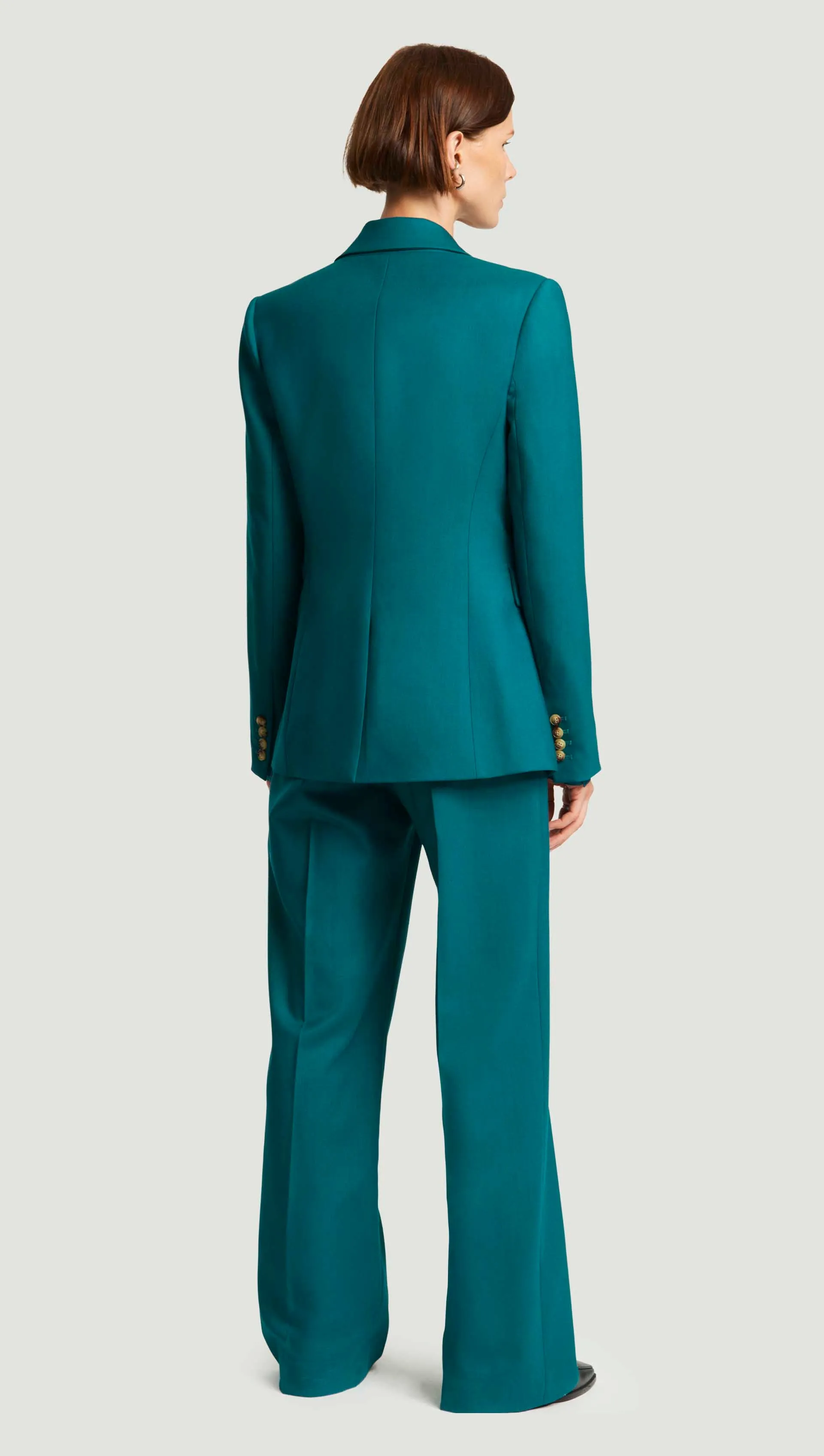 Fitted Notch Lapel Blazer in Seasonless Wool | Teal sold by Argent product image thumbnail 4