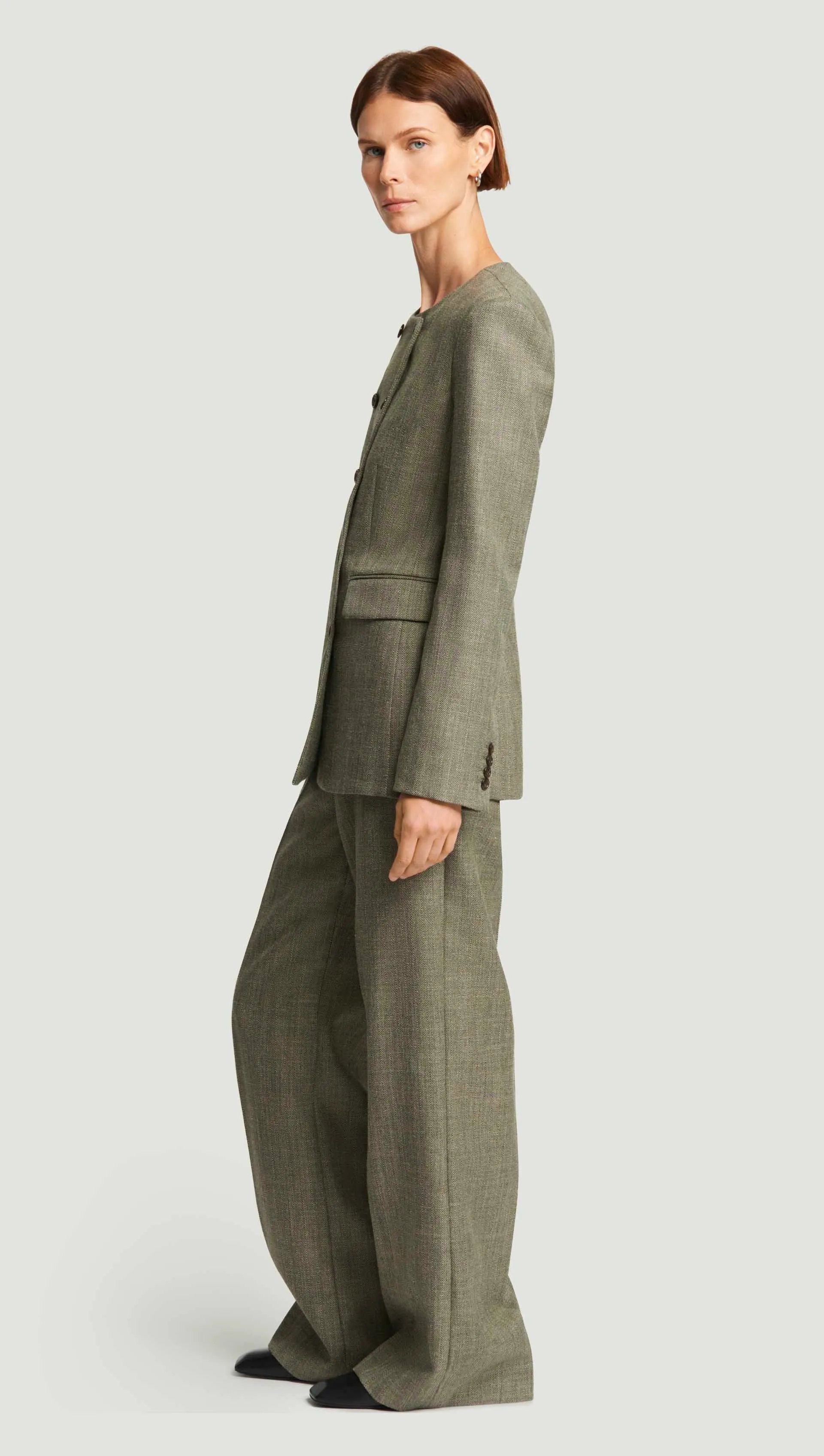 Double-Breasted Crewneck Blazer in Herringbone | Ash sold by Argent product image thumbnail 3