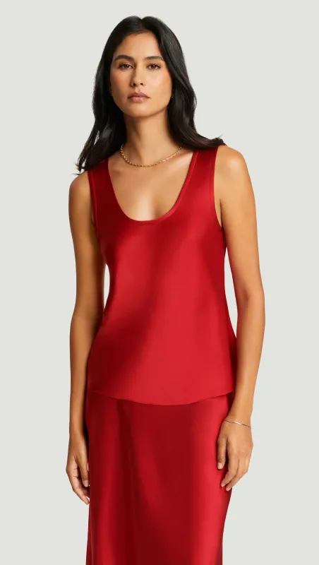 Tank in Silk Charmeuse | Ruby Red sold by Argent