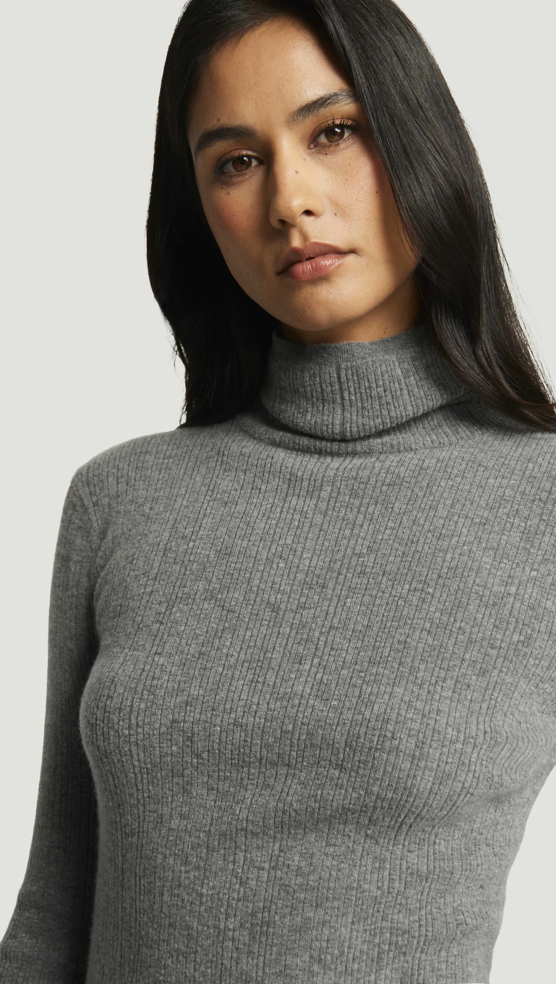 Rolled Neck Sweater in Nylon Wool | Heather Grey sold by Argent product image thumbnail 2