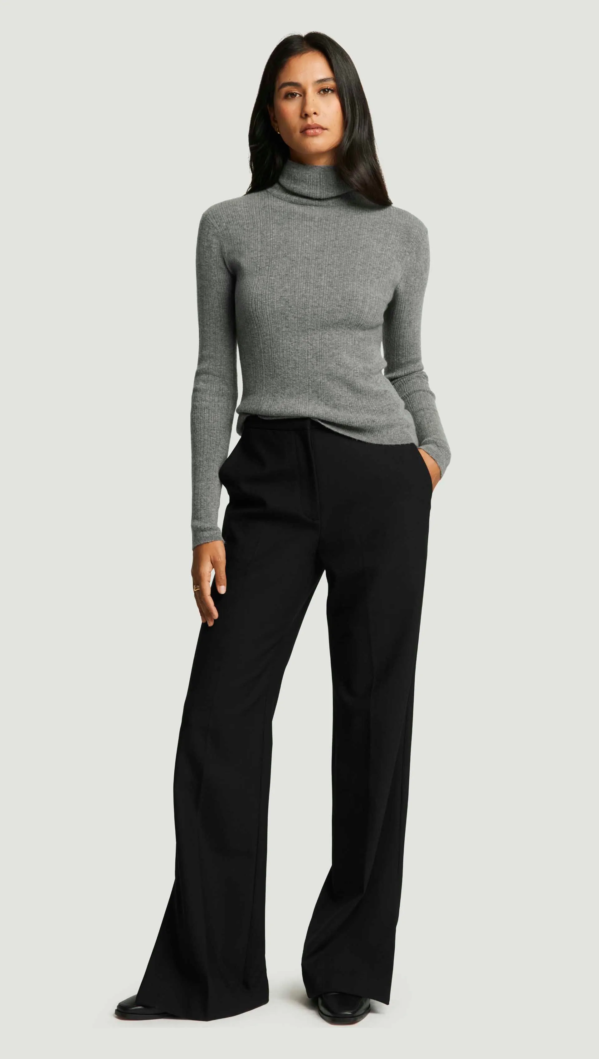 Rolled Neck Sweater in Nylon Wool | Heather Grey sold by Argent product image thumbnail 3