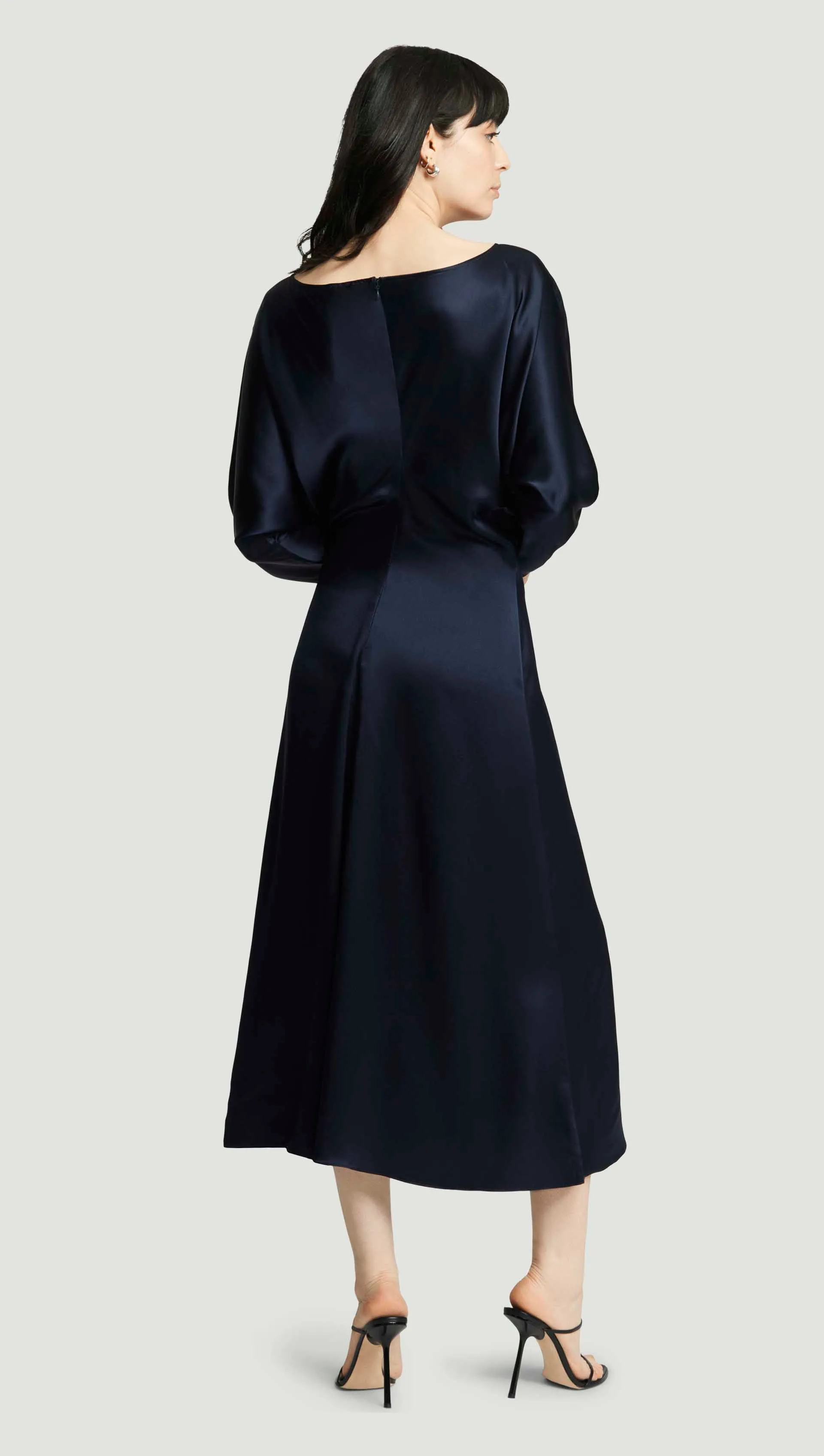 Longsleeve Draped Dress in Silk Charmeuse | Midnight sold by Argent product image thumbnail 3