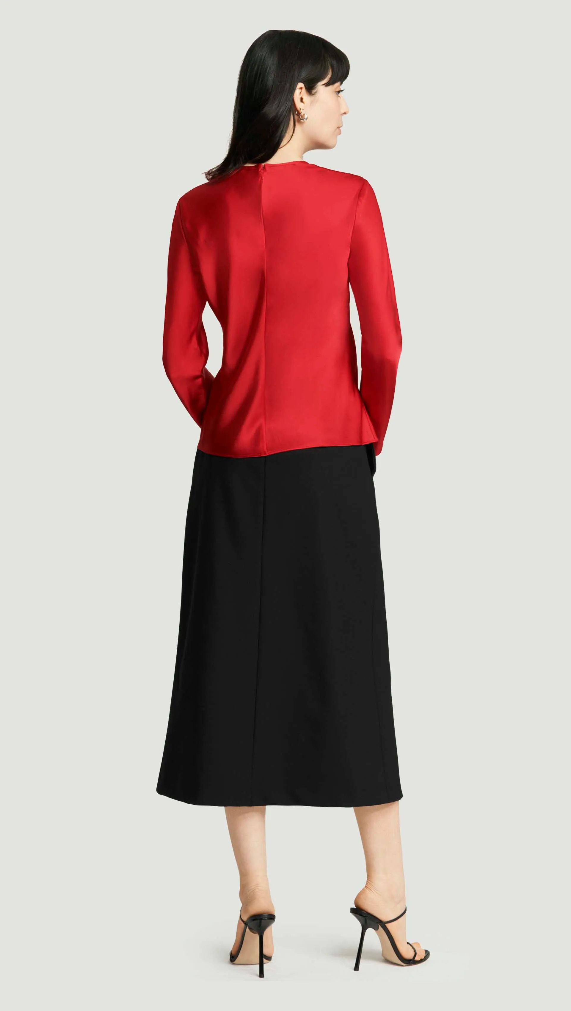 Longsleeve Bias Top in Silk Charmeuse | Ruby Red sold by Argent product image thumbnail 5