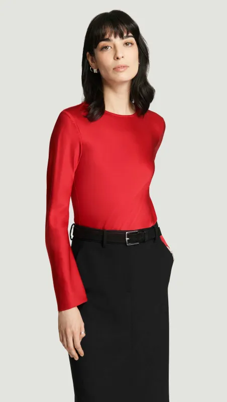 Longsleeve Bias Top in Silk Charmeuse | Ruby Red sold by Argent