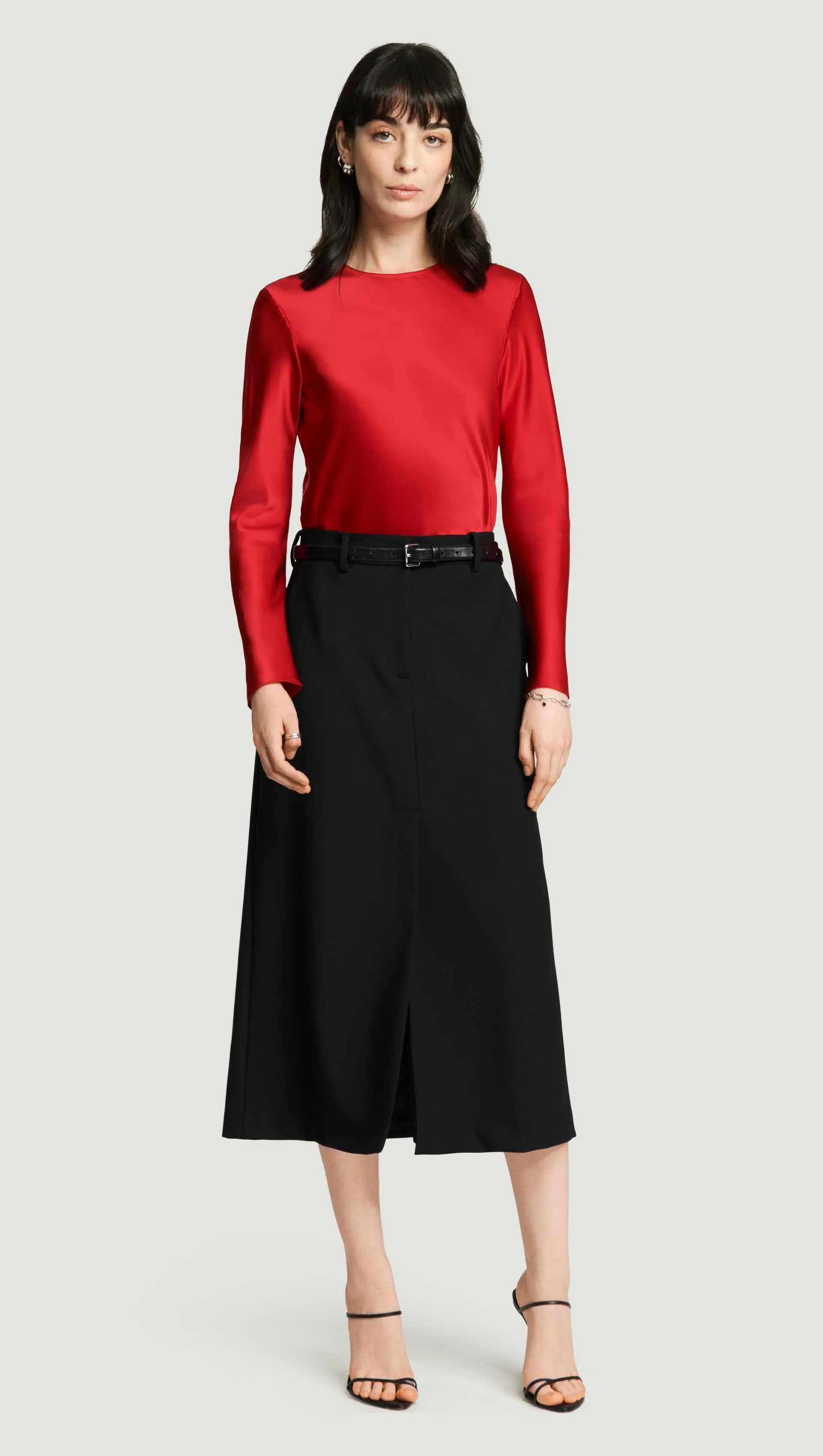 Longsleeve Bias Top in Silk Charmeuse | Ruby Red sold by Argent product image thumbnail 2