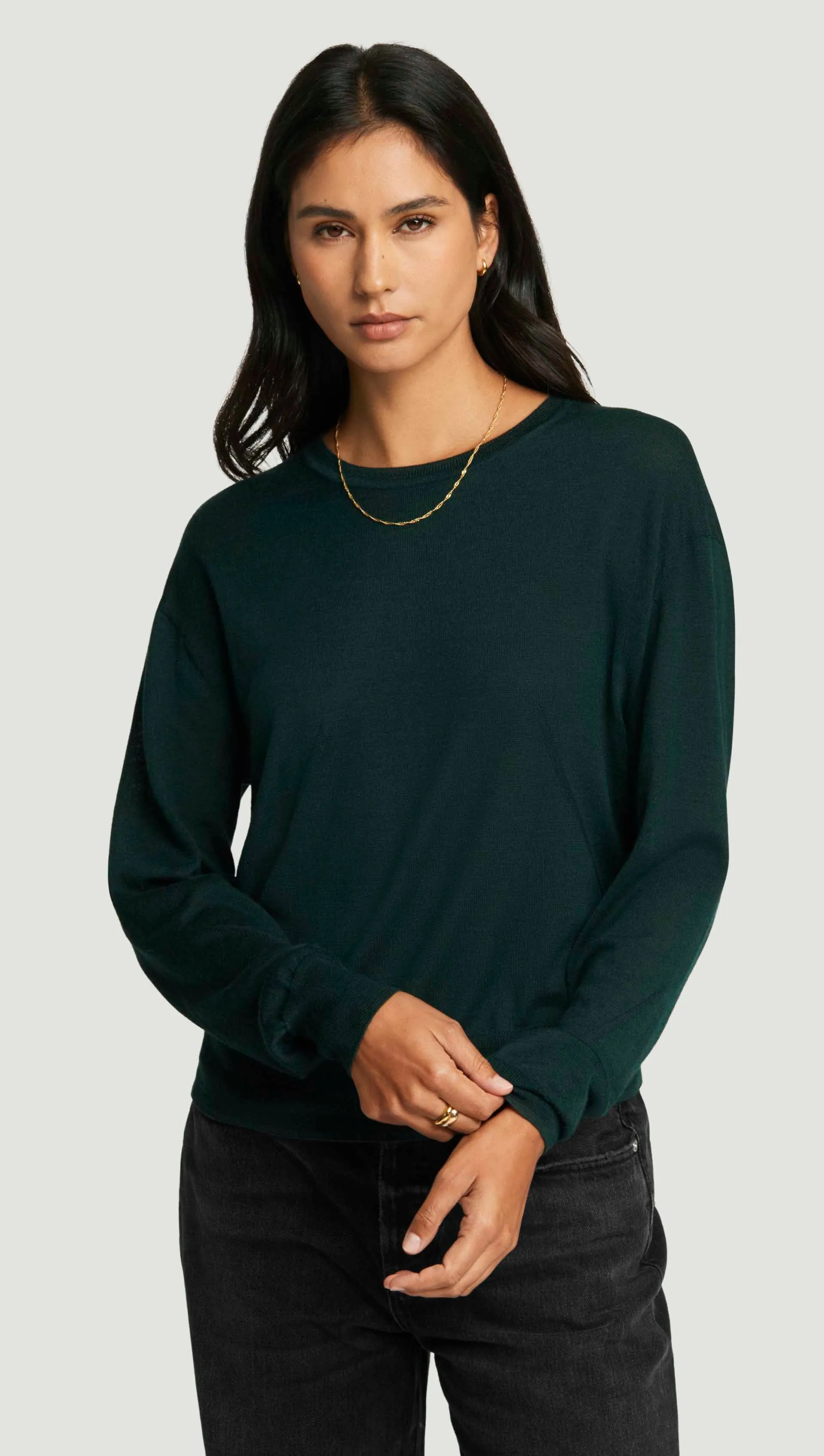 Fine Crewneck in Merino Silk | Hunter sold by Argent