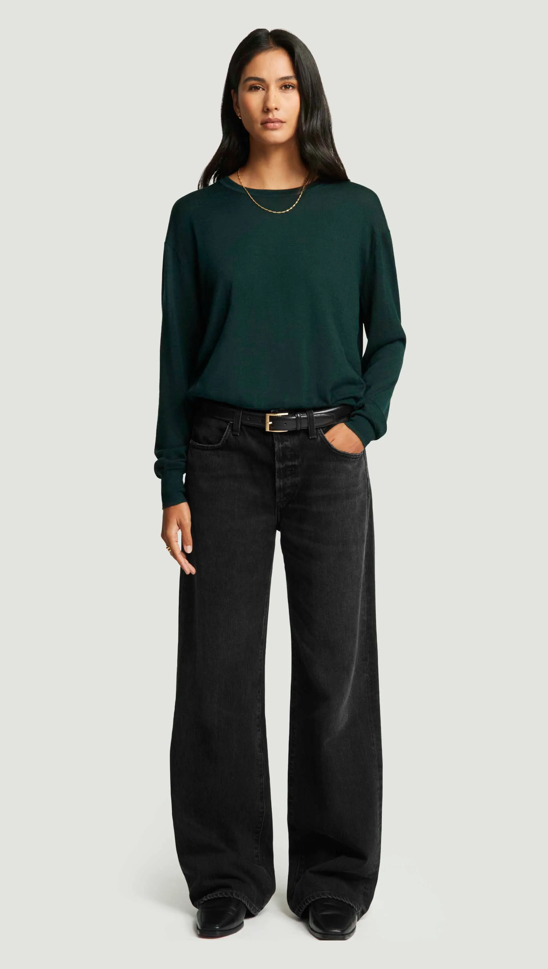 Fine Crewneck in Merino Silk | Hunter sold by Argent product image thumbnail 3