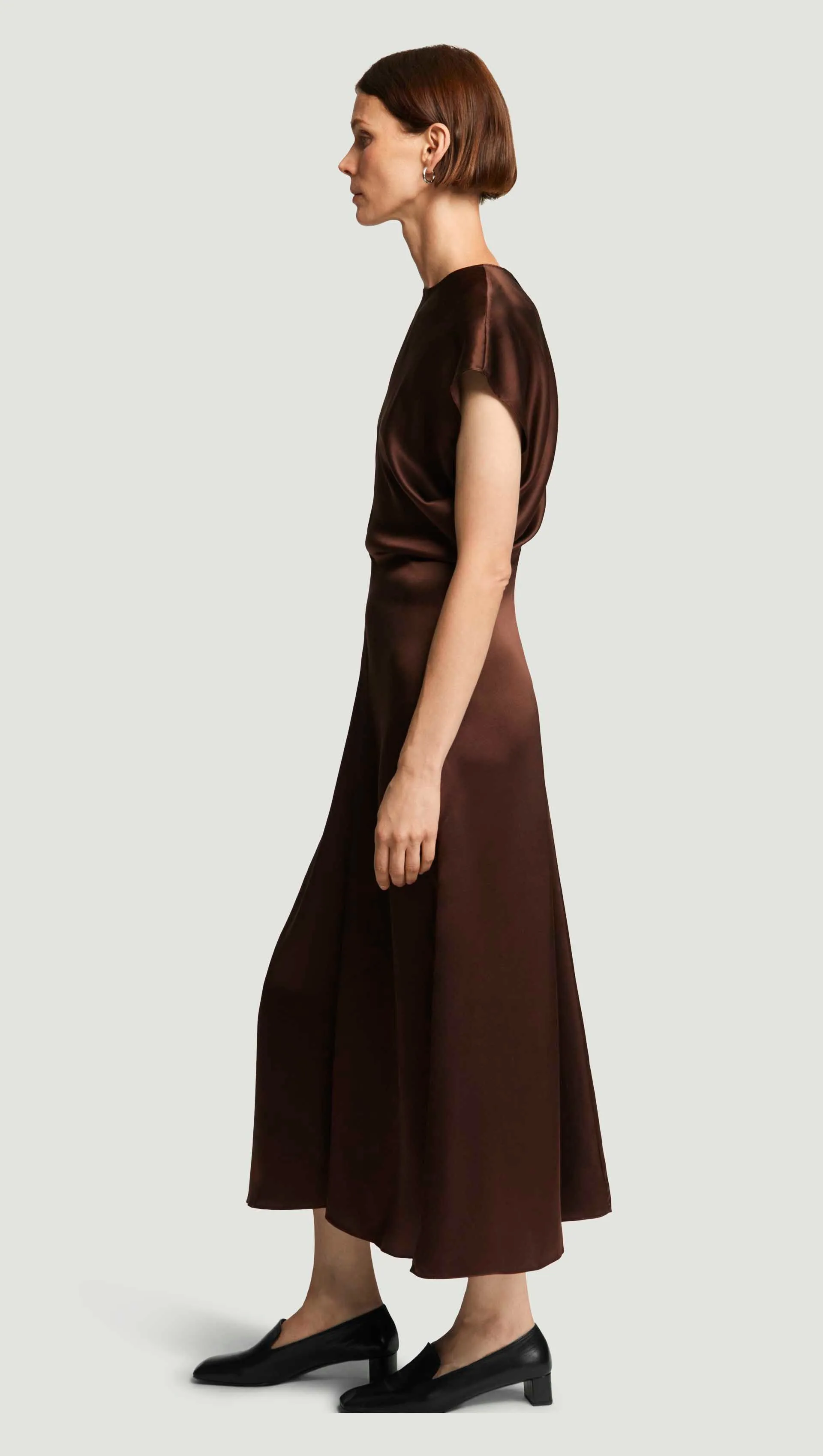 Draped Dress in Silk Charmeuse | Dark Brown sold by Argent product image thumbnail 3