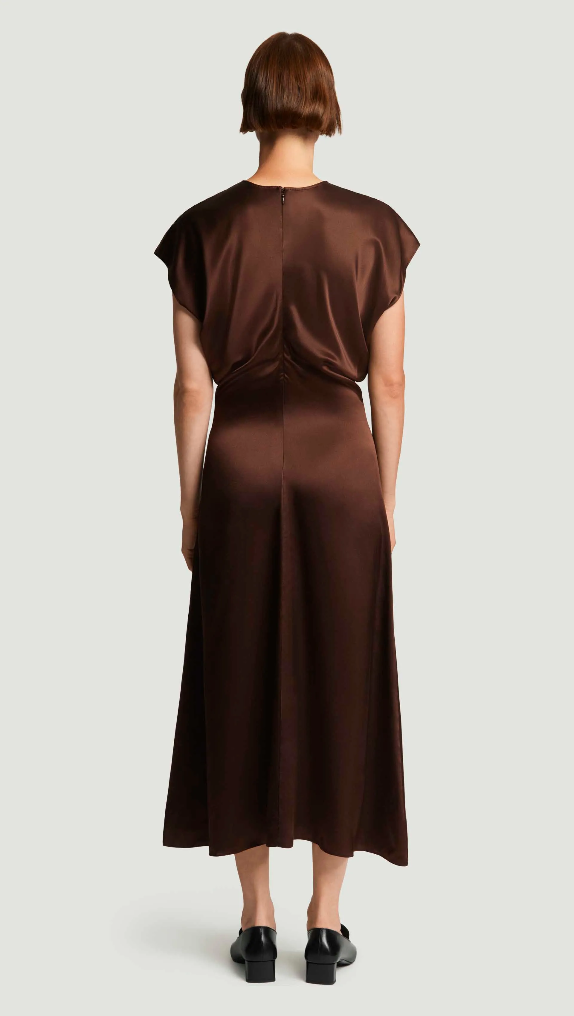 Draped Dress in Silk Charmeuse | Dark Brown sold by Argent product image thumbnail 4