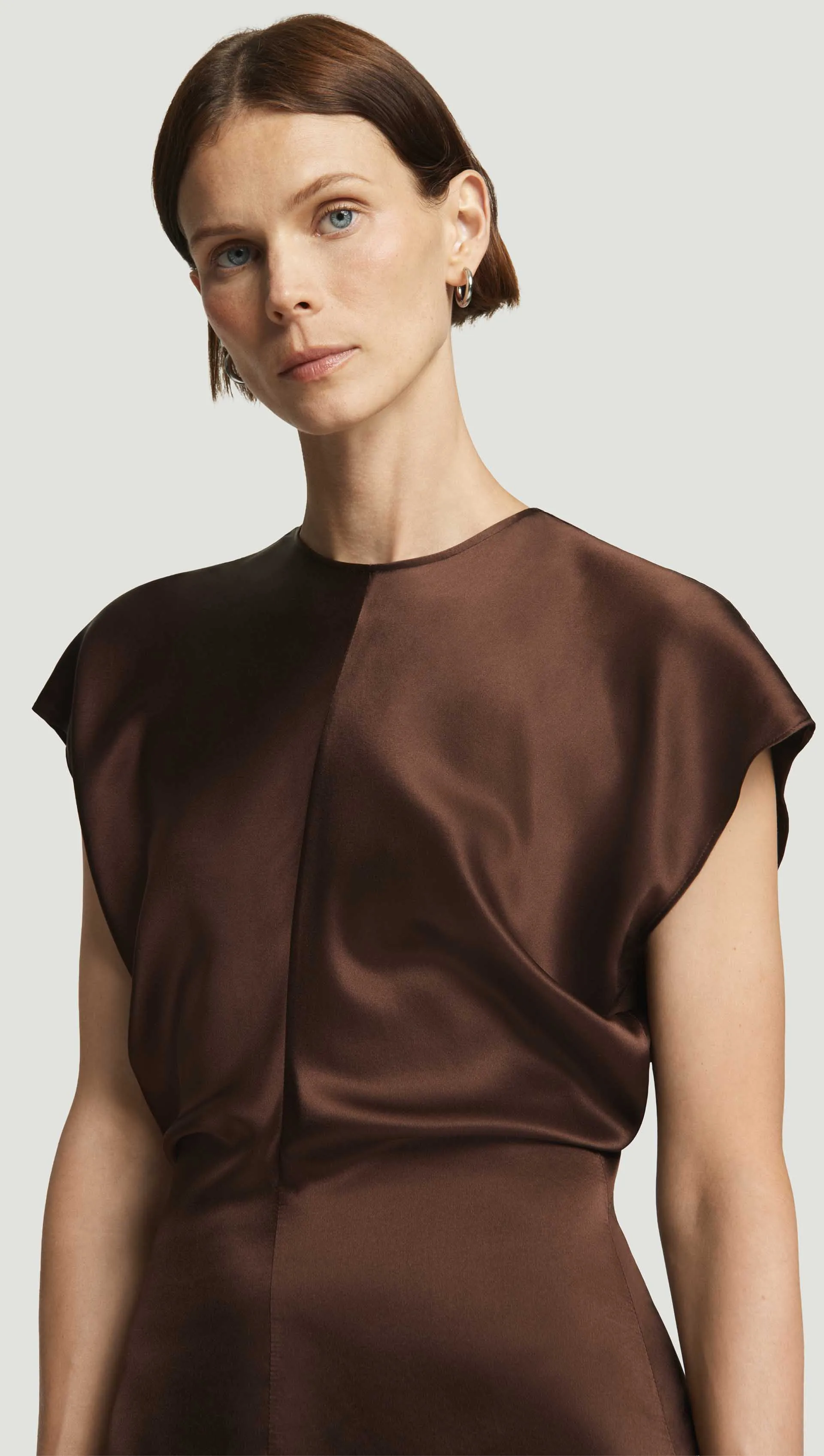 Draped Dress in Silk Charmeuse | Dark Brown sold by Argent product image thumbnail 2