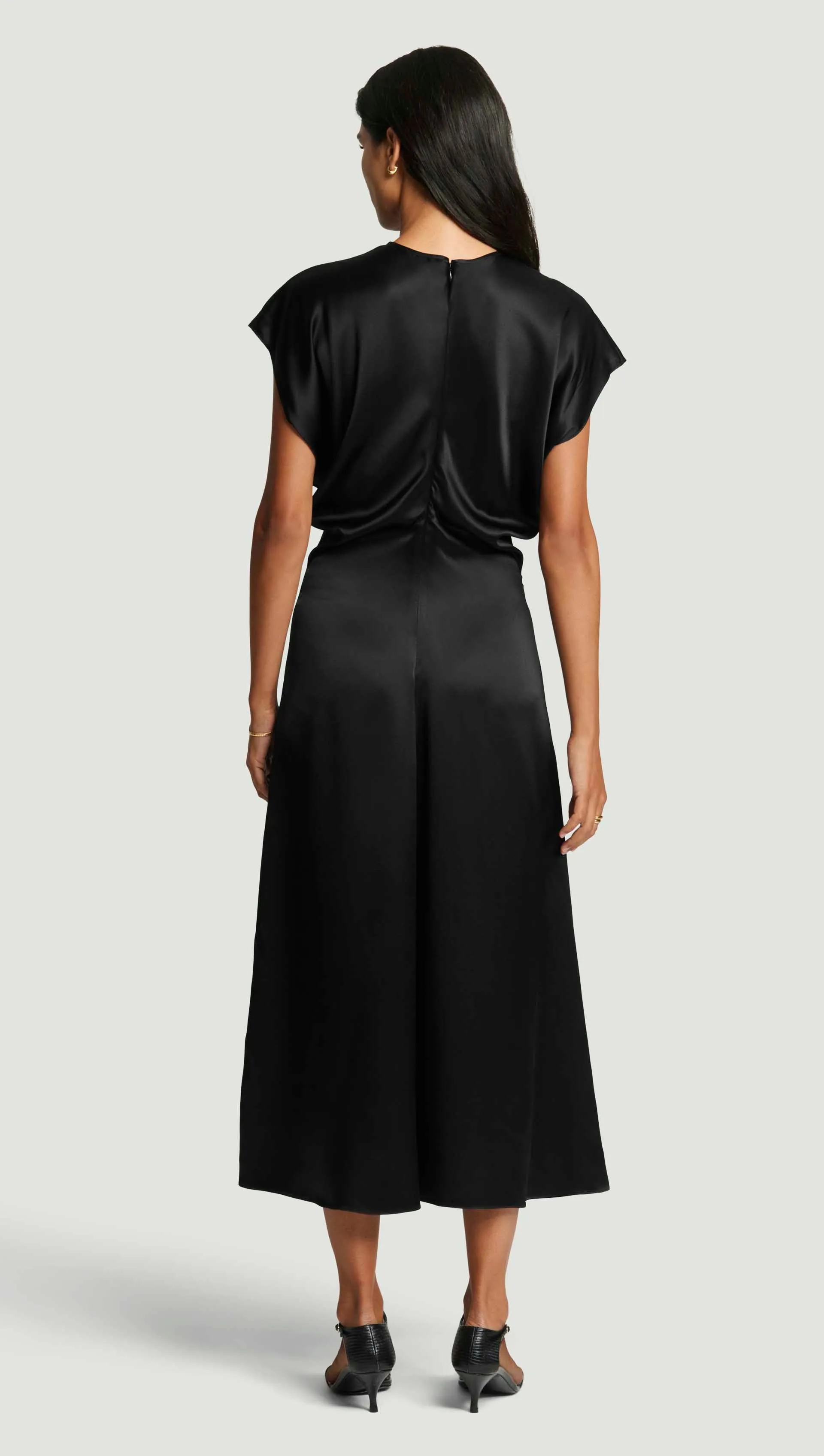 Draped Dress in Silk Charmeuse | Black sold by Argent product image thumbnail 3