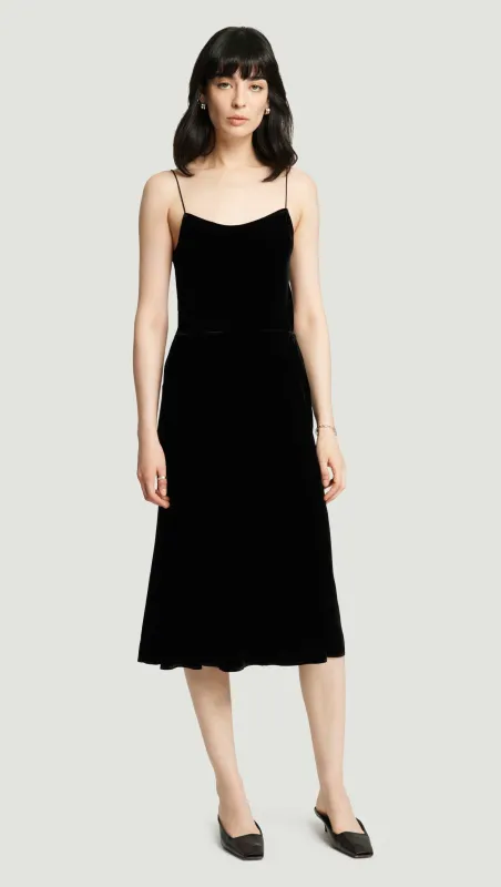Bias Midi Skirt in Velvet | Black sold by Argent