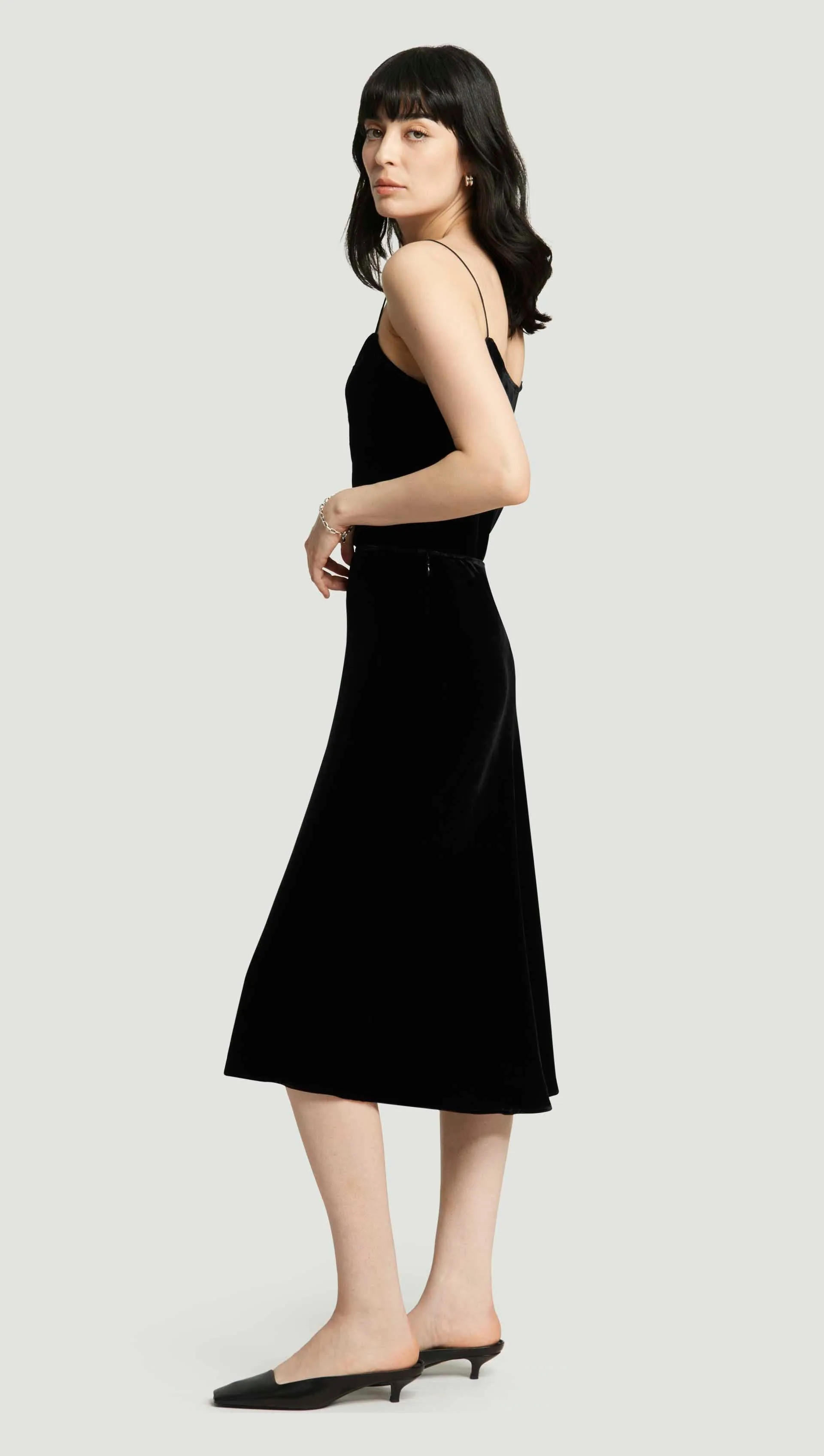 Bias Midi Skirt in Velvet | Black sold by Argent product image thumbnail 4