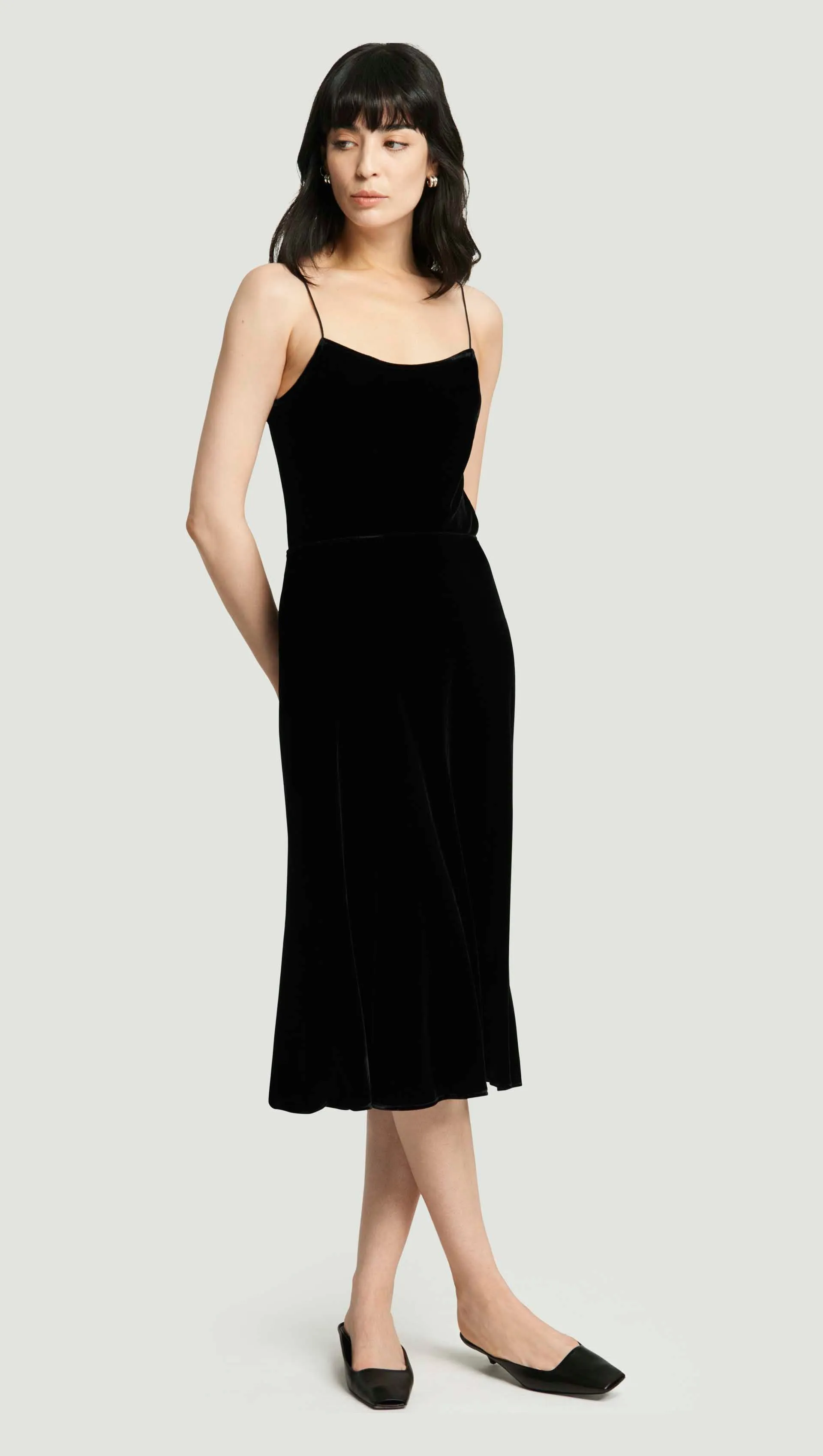 Bias Midi Skirt in Velvet | Black sold by Argent product image thumbnail 3