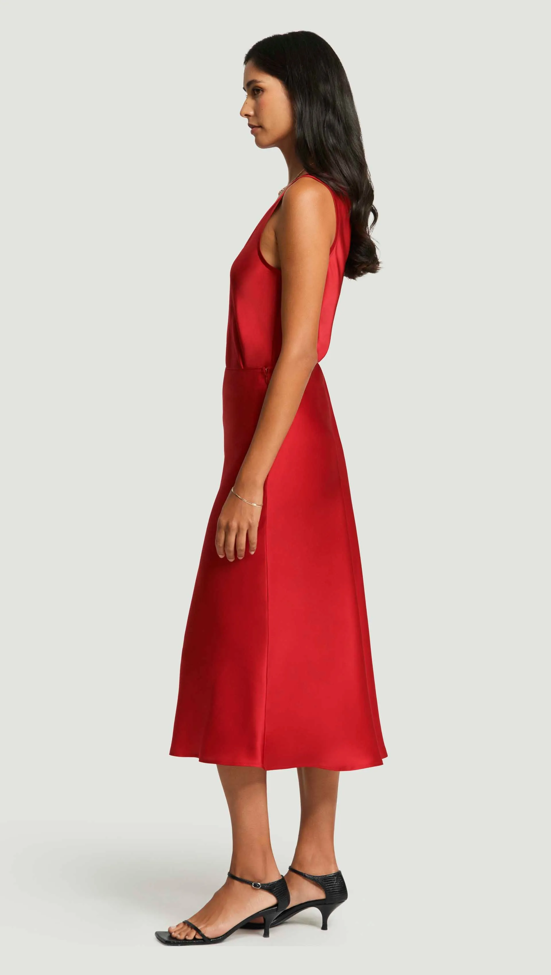 Bias Midi Skirt in Silk Charmeuse | Ruby Red sold by Argent product image thumbnail 4