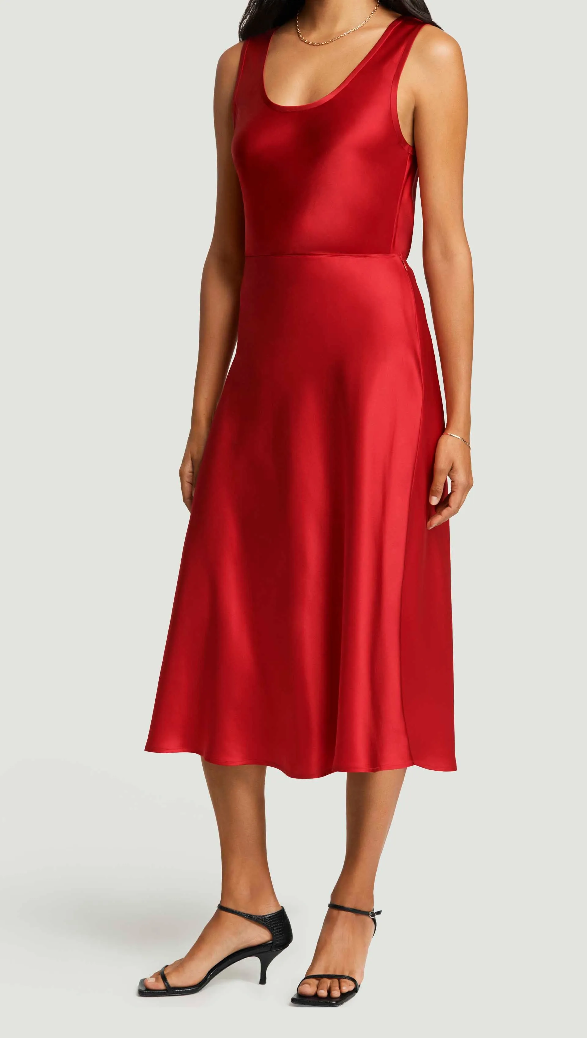Bias Midi Skirt in Silk Charmeuse | Ruby Red sold by Argent product image thumbnail 2