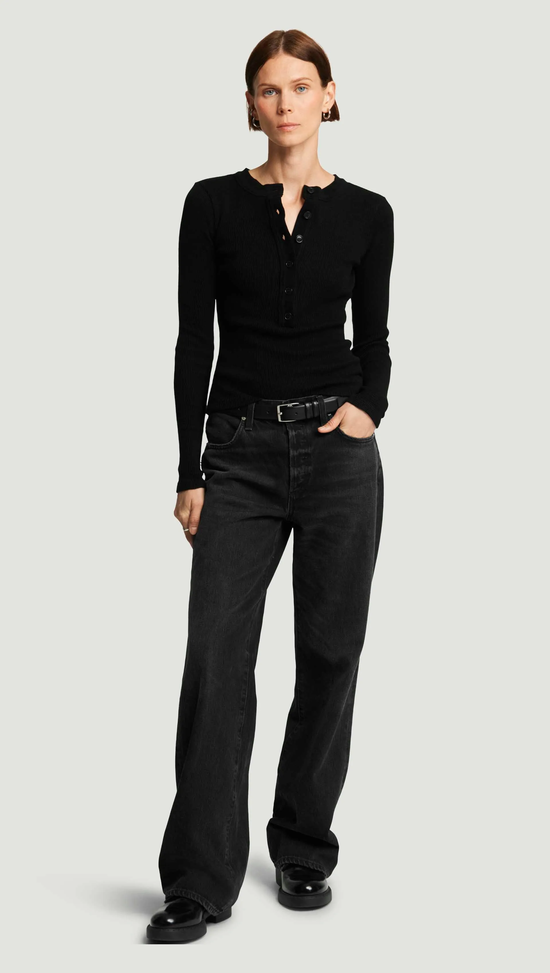 Varra Henley in Waffle Knit | Black sold by Argent product image thumbnail 3