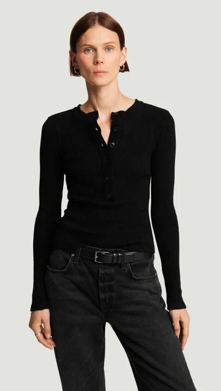 Varra Henley in Waffle Knit | Black sold by Argent
