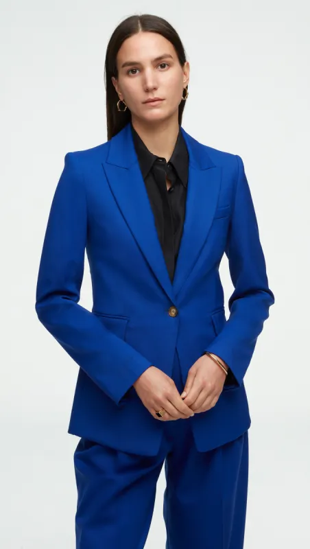 Single Button Blazer in Seasonless Wool | Cobalt sold by Argent