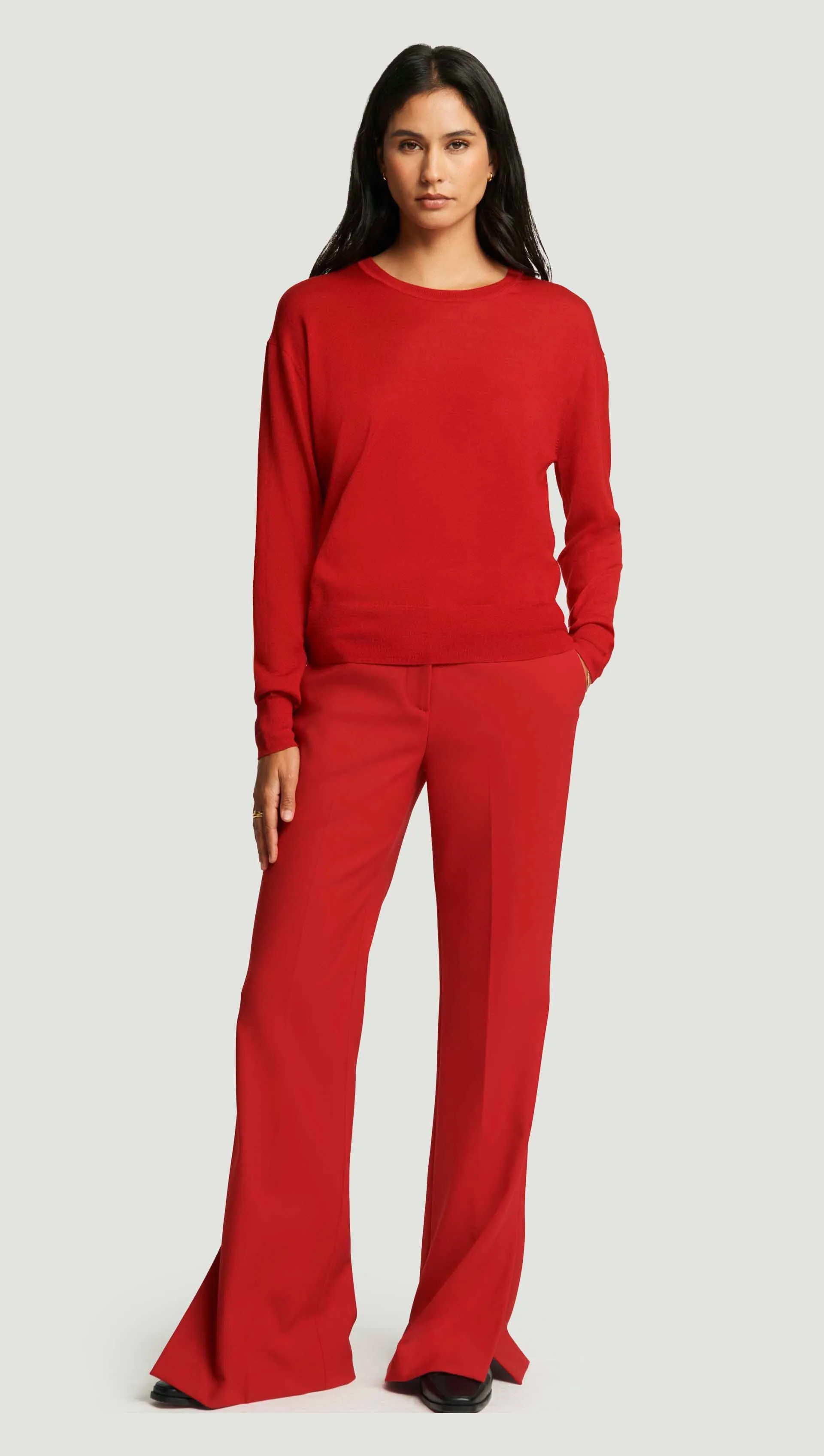 Fine Knit Longsleeve Crewneck in Merino Silk | Red sold by Argent product image thumbnail 2