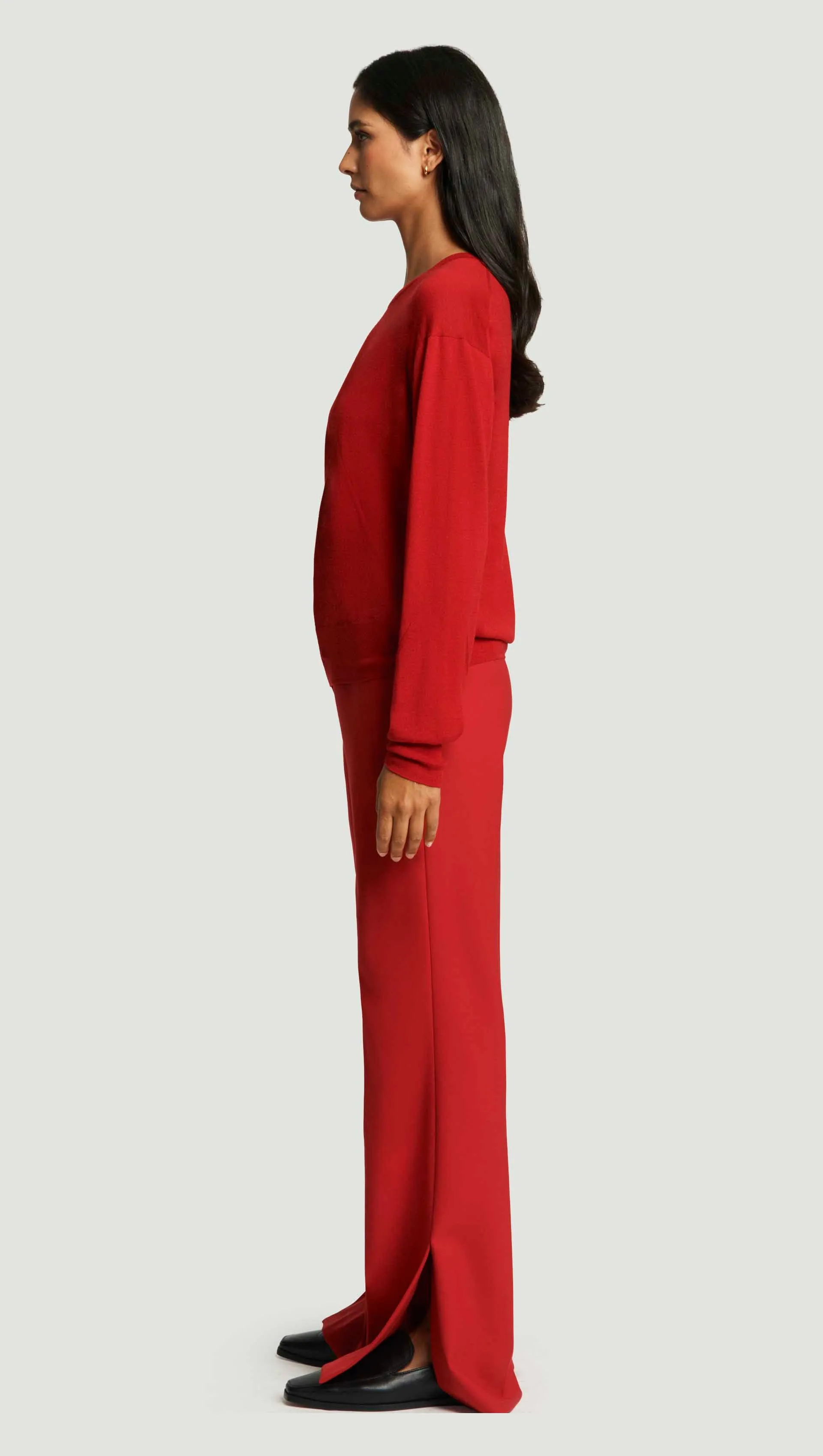 Fine Knit Longsleeve Crewneck in Merino Silk | Red sold by Argent product image thumbnail 3