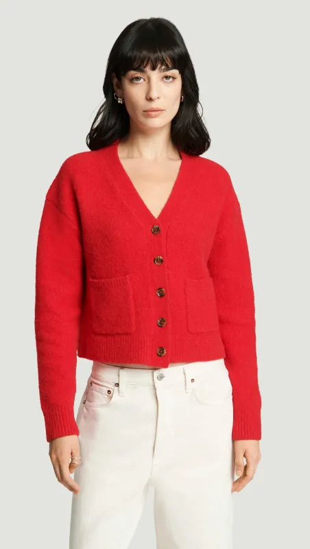 Cardigan in Fuzzy Yarn | Red sold by Argent