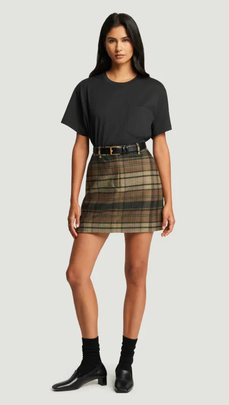 Mini Tailored Skirt in Flannel | Green Plaid made by Argent