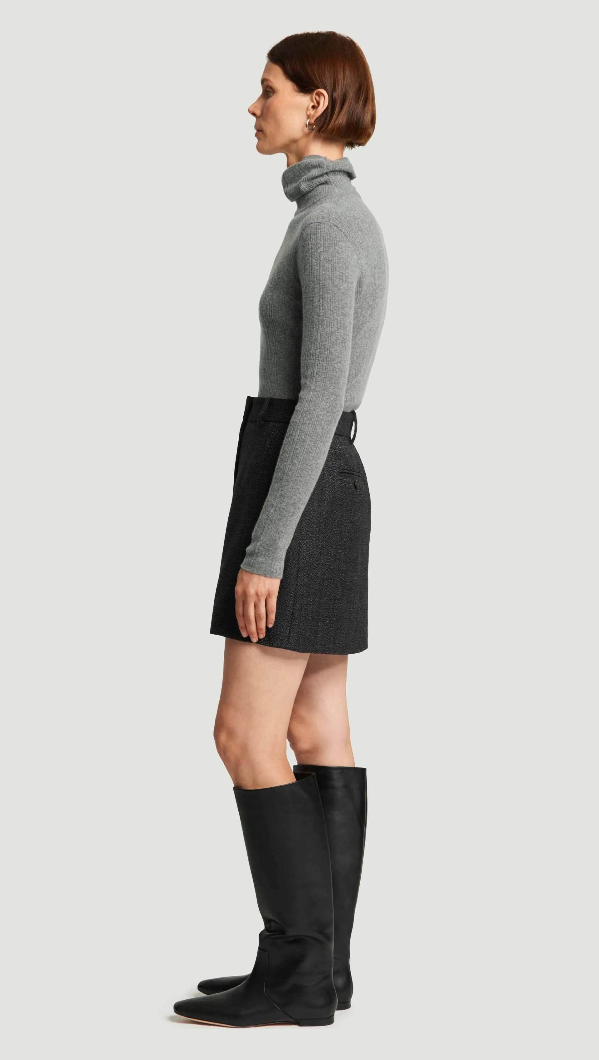 Mini Tailored Skirt in Tweed | Chocolate/Blue sold by Argent product image thumbnail 4