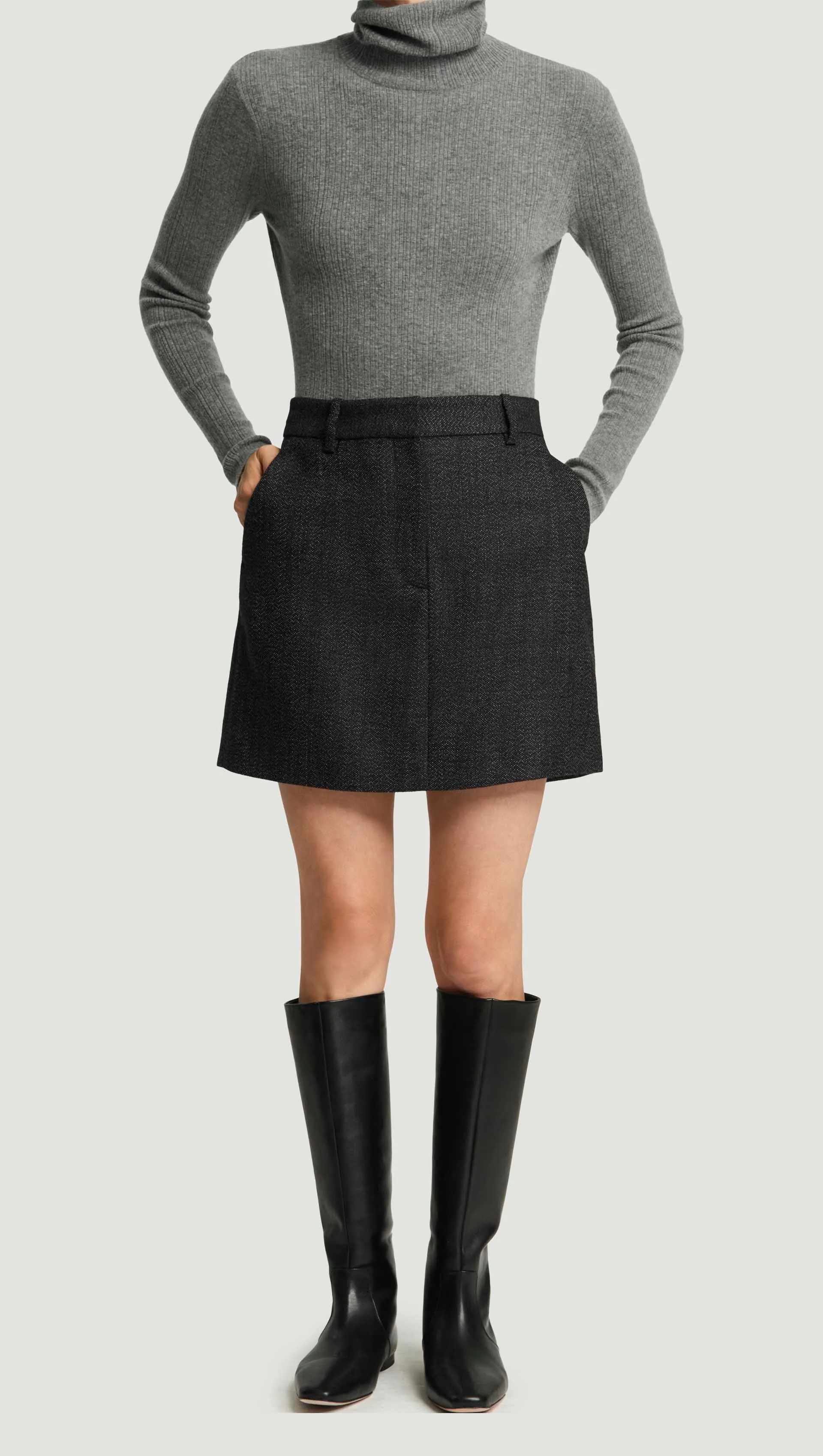 Mini Tailored Skirt in Tweed | Chocolate/Blue sold by Argent product image thumbnail 3