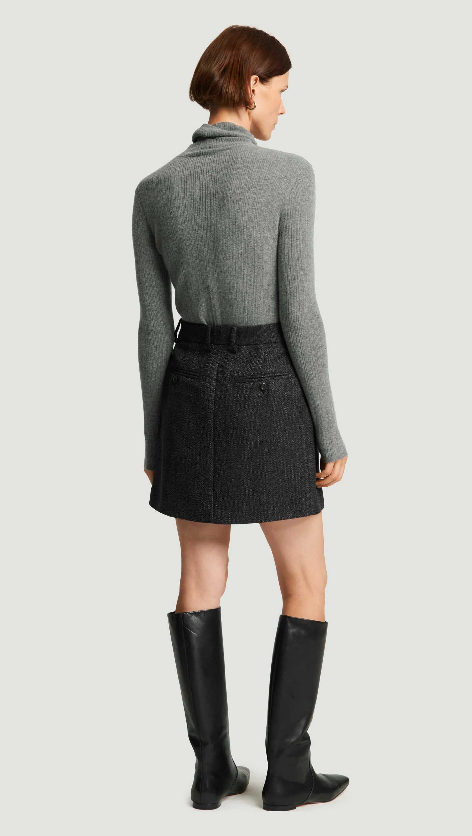 Mini Tailored Skirt in Tweed | Chocolate/Blue sold by Argent product image thumbnail 5