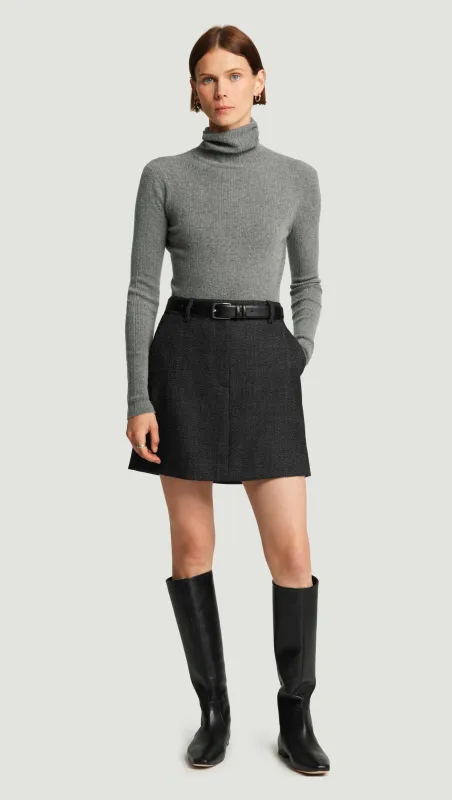 Mini Tailored Skirt in Tweed | Chocolate/Blue sold by Argent