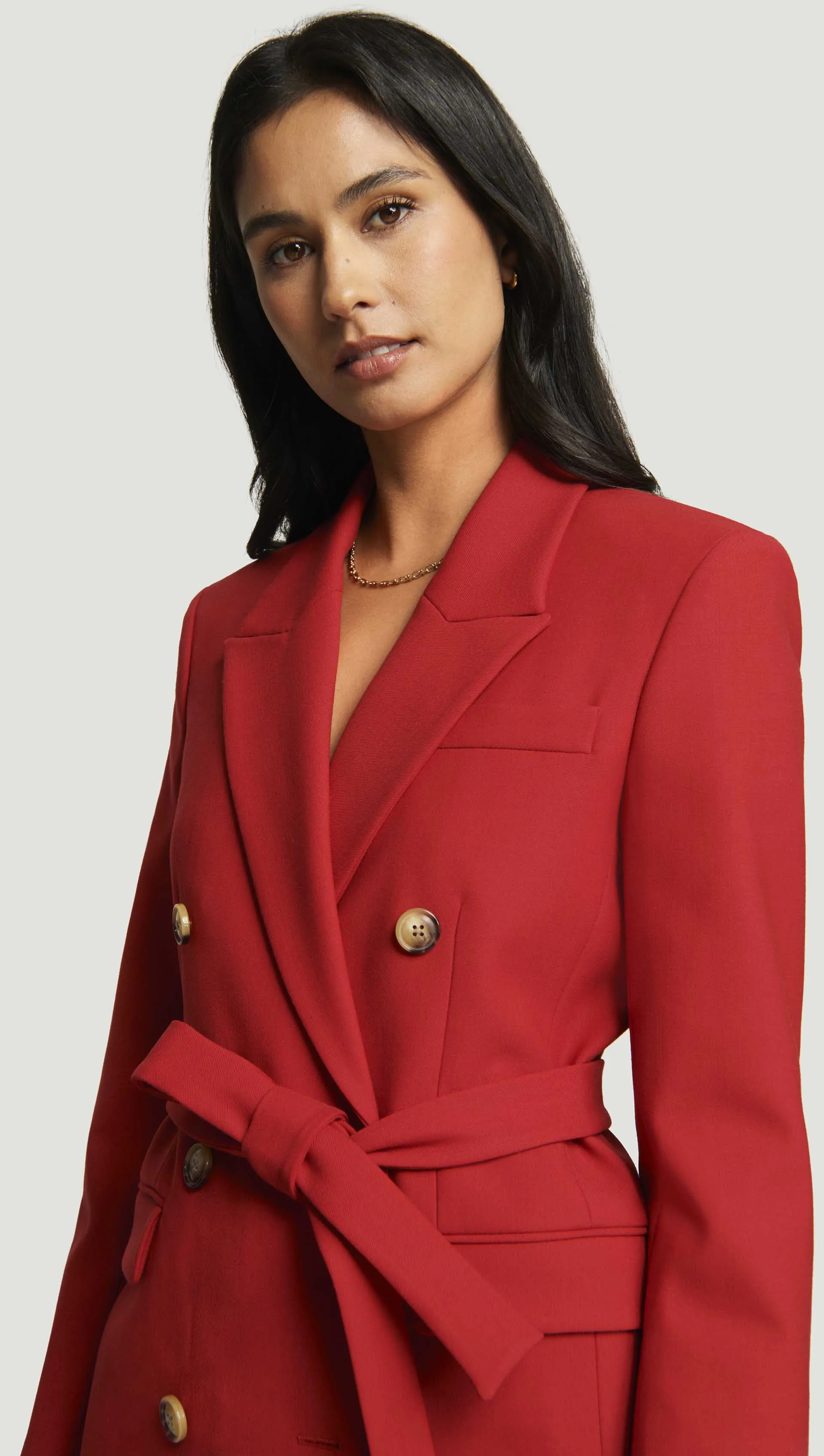 Belted Double-Breasted Blazer in Heavy Wool Twill | Ruby Red sold by Argent product image thumbnail 2