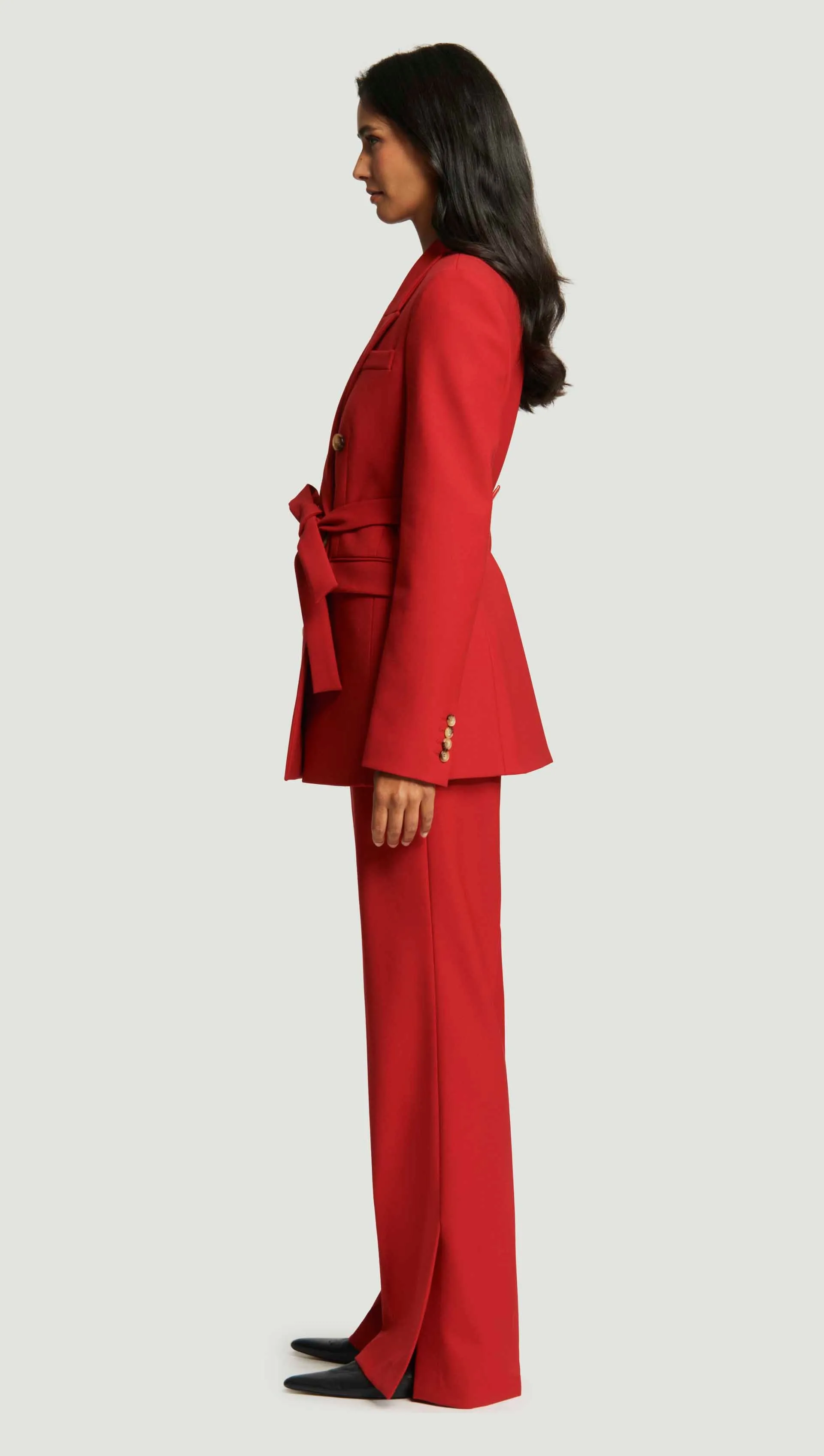 Belted Double-Breasted Blazer in Heavy Wool Twill | Ruby Red sold by Argent product image thumbnail 4