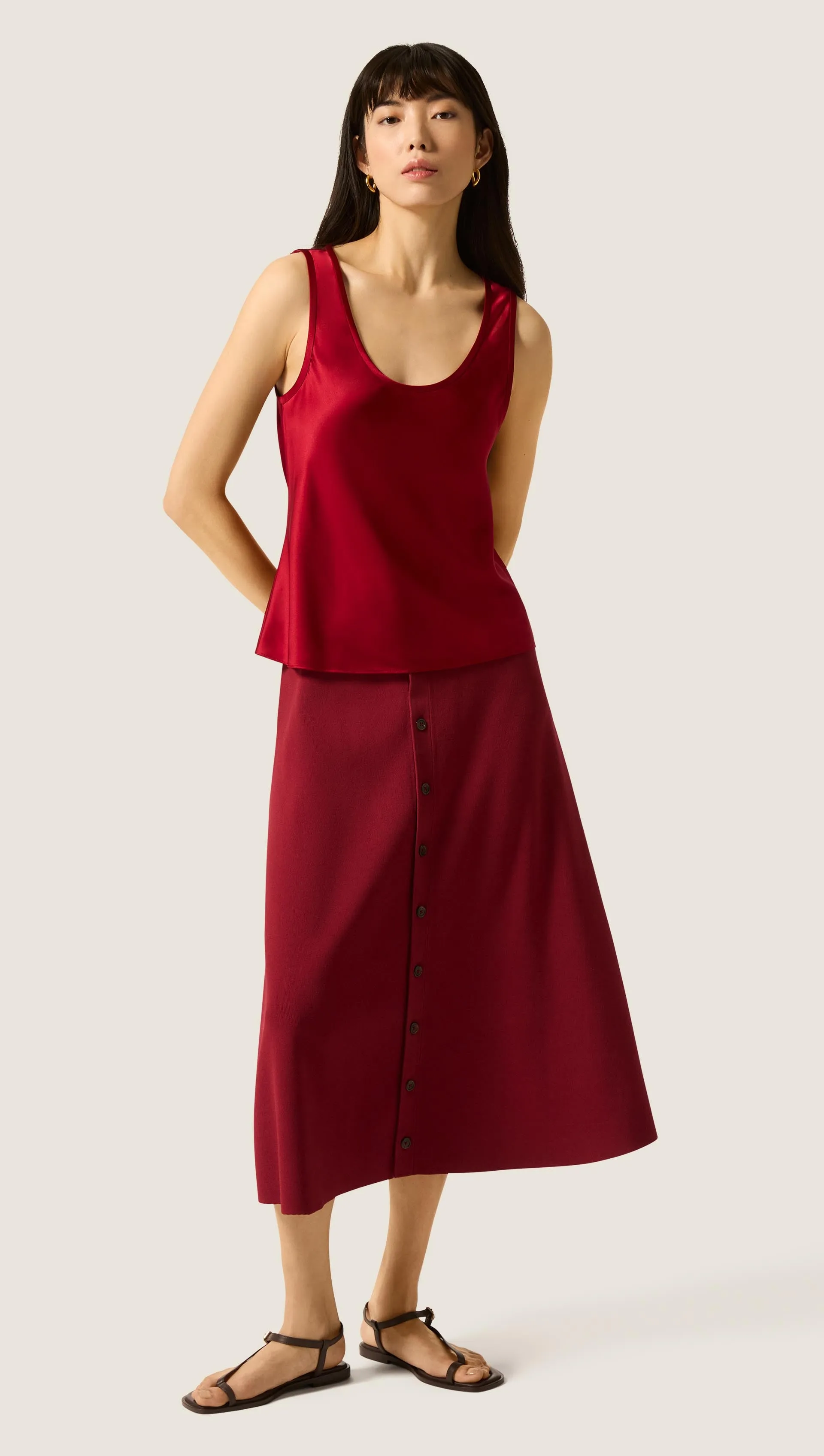 Tank in Silk Charmeuse | Bordeaux sold by Argent product image thumbnail 4