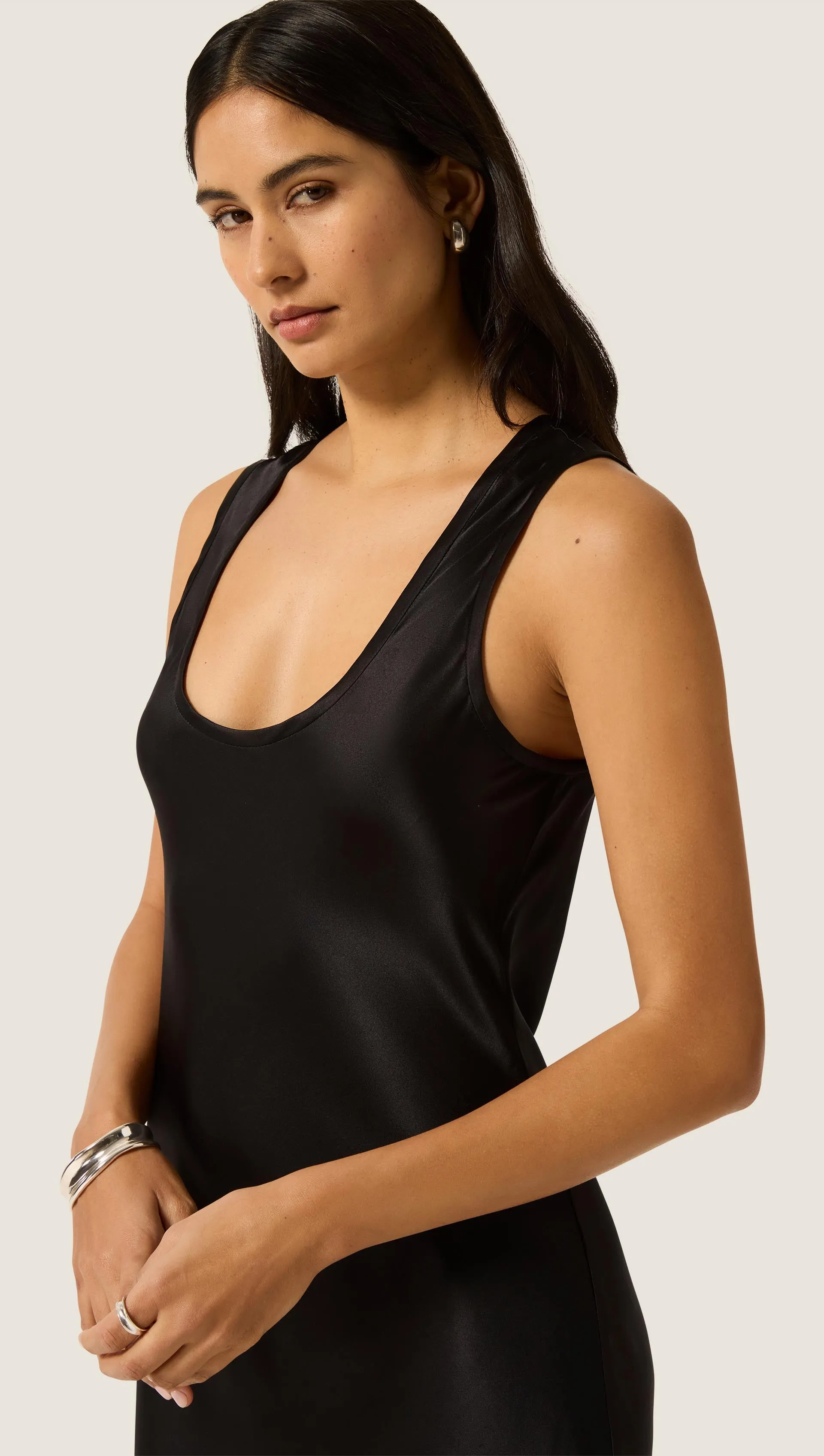 Tank Dress in Silk Charmeuse | Black sold by Argent product image thumbnail 2