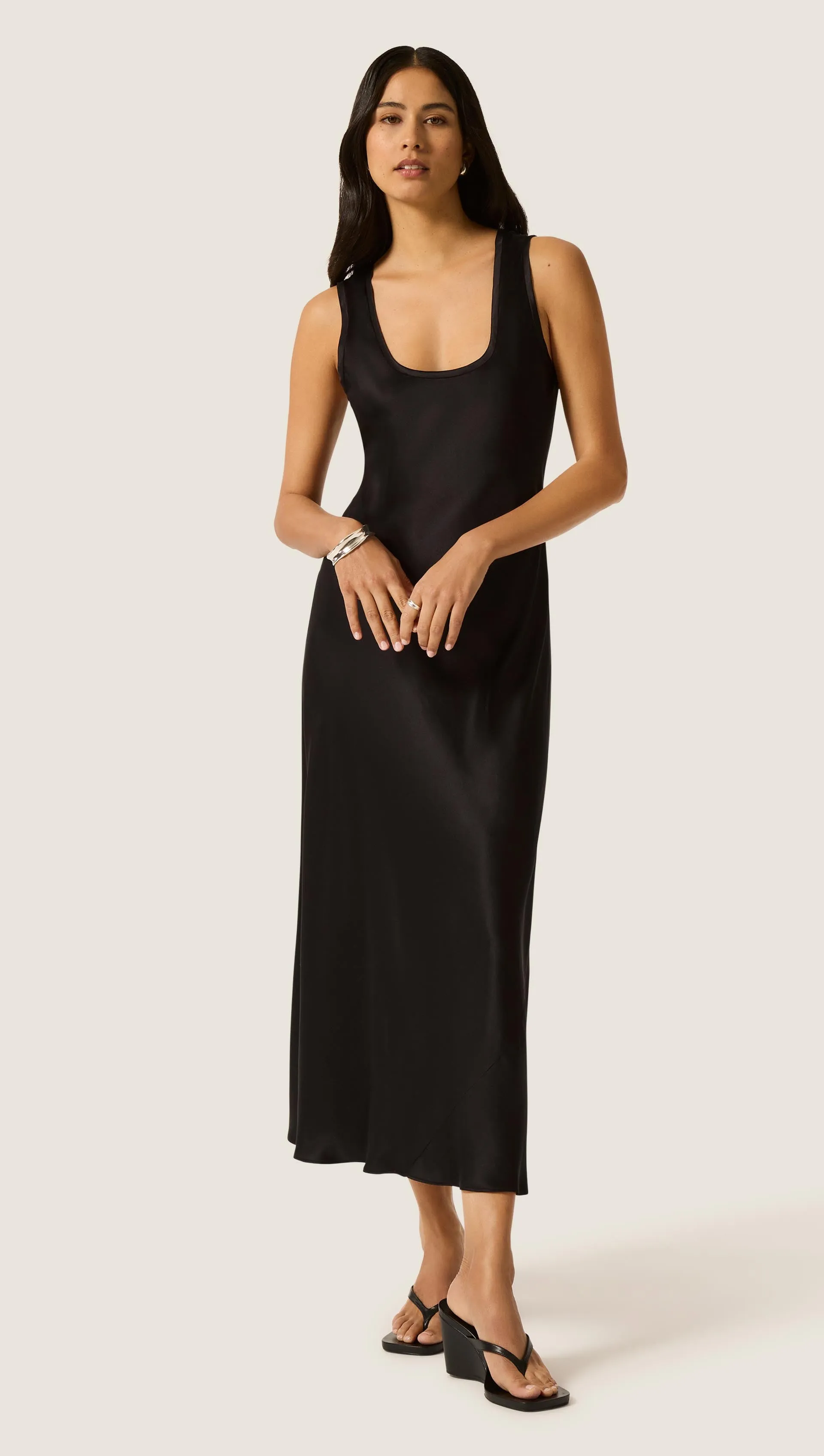 Tank Dress in Silk Charmeuse | Black sold by Argent product image thumbnail 3