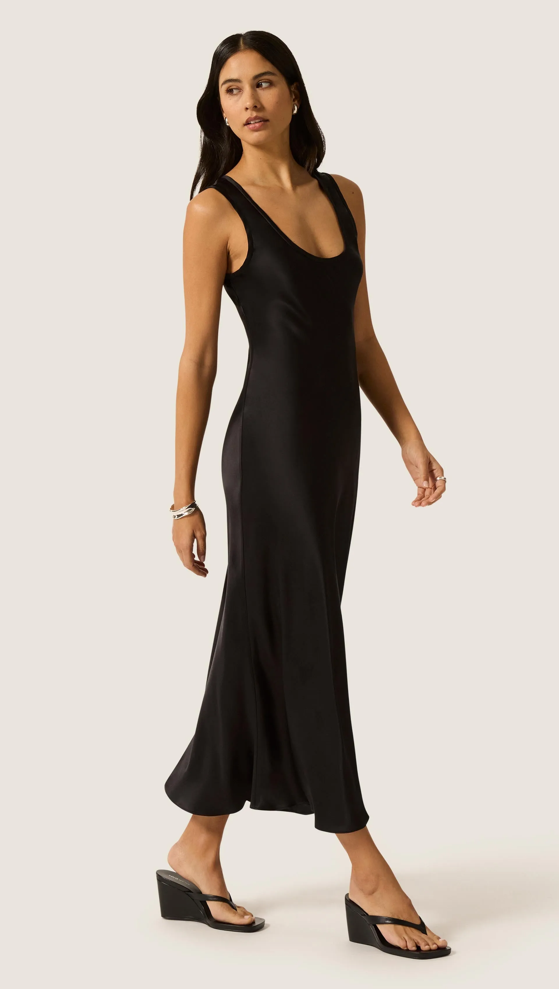Tank Dress in Silk Charmeuse | Black sold by Argent product image thumbnail 4