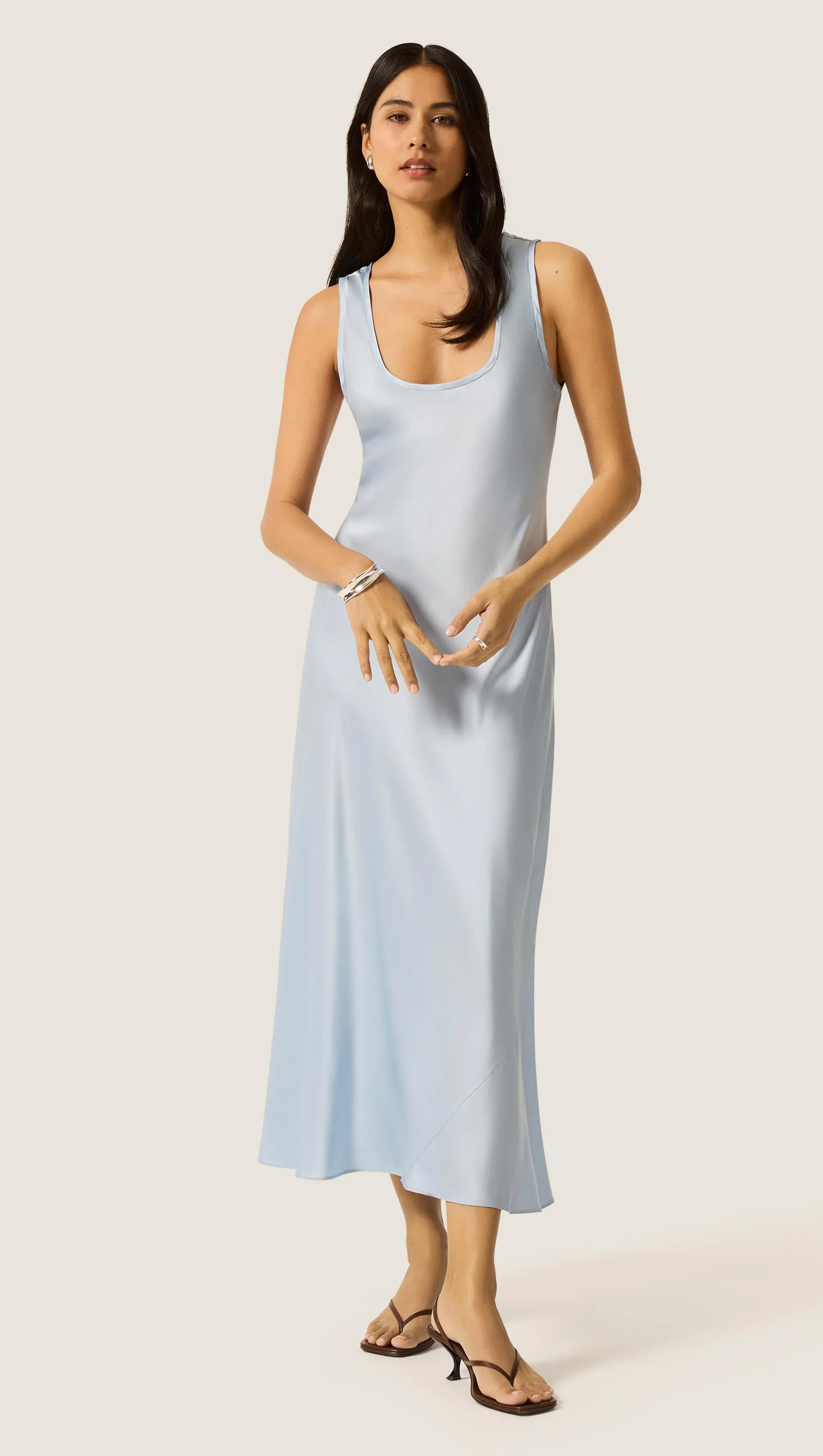 Tank Dress in Silk Charmuesue | Maya Blue sold by Argent product image thumbnail 3