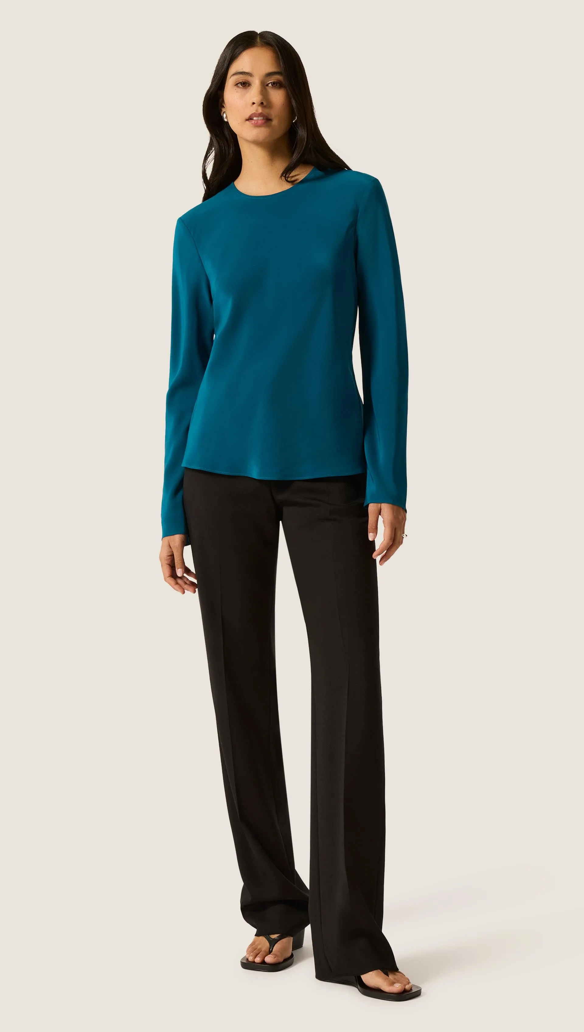 Longsleeve Bias Top in Matte-side Silk Charmeuse | Ocean sold by Argent product image thumbnail 3