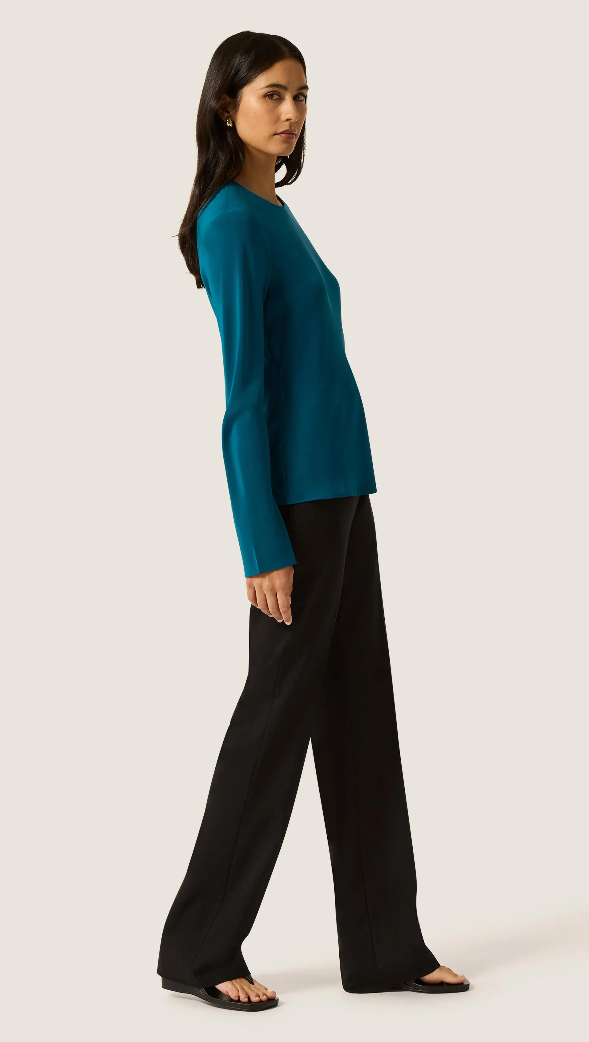 Longsleeve Bias Top in Matte-side Silk Charmeuse | Ocean sold by Argent product image thumbnail 4
