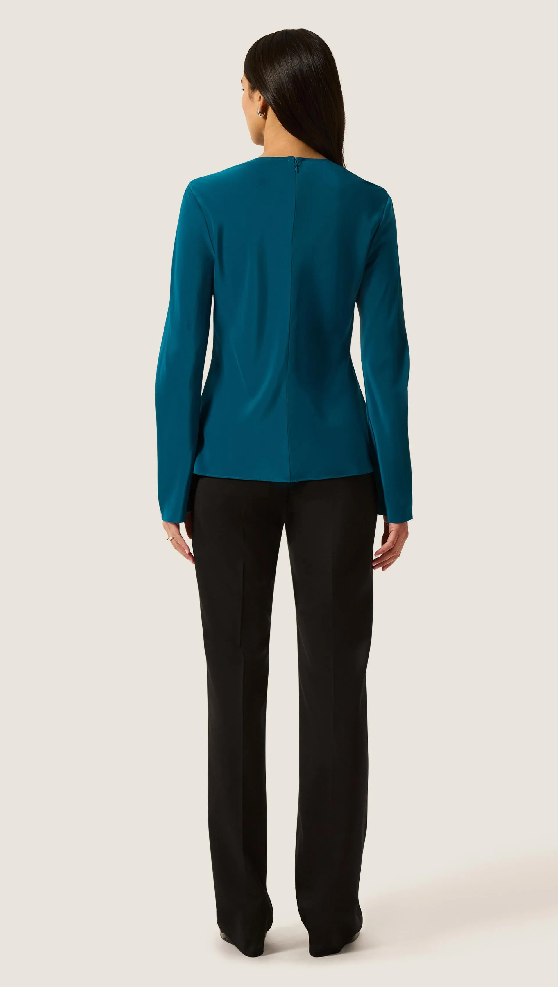 Longsleeve Bias Top in Matte-side Silk Charmeuse | Ocean sold by Argent product image thumbnail 5