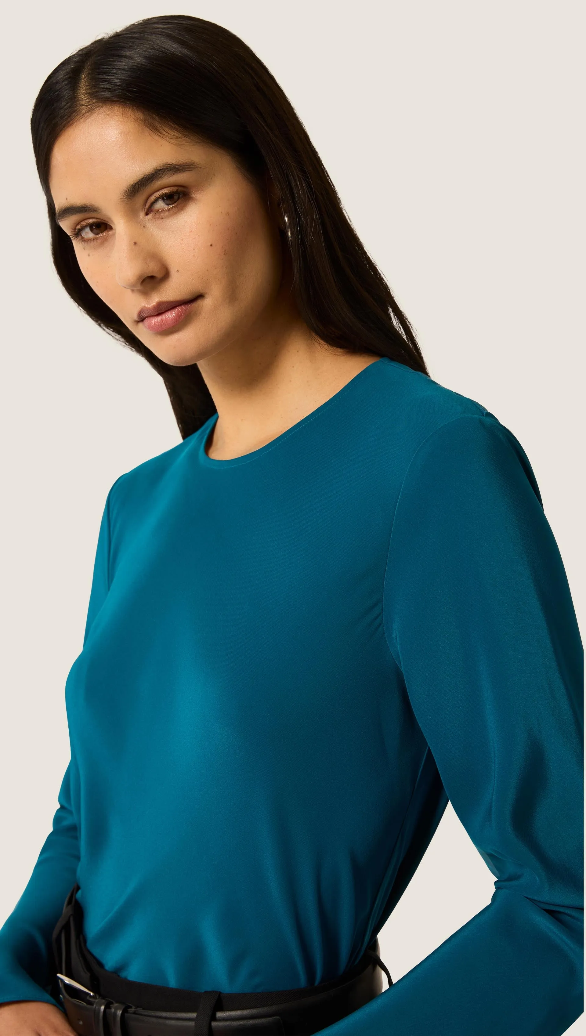 Longsleeve Bias Top in Matte-side Silk Charmeuse | Ocean sold by Argent product image thumbnail 2
