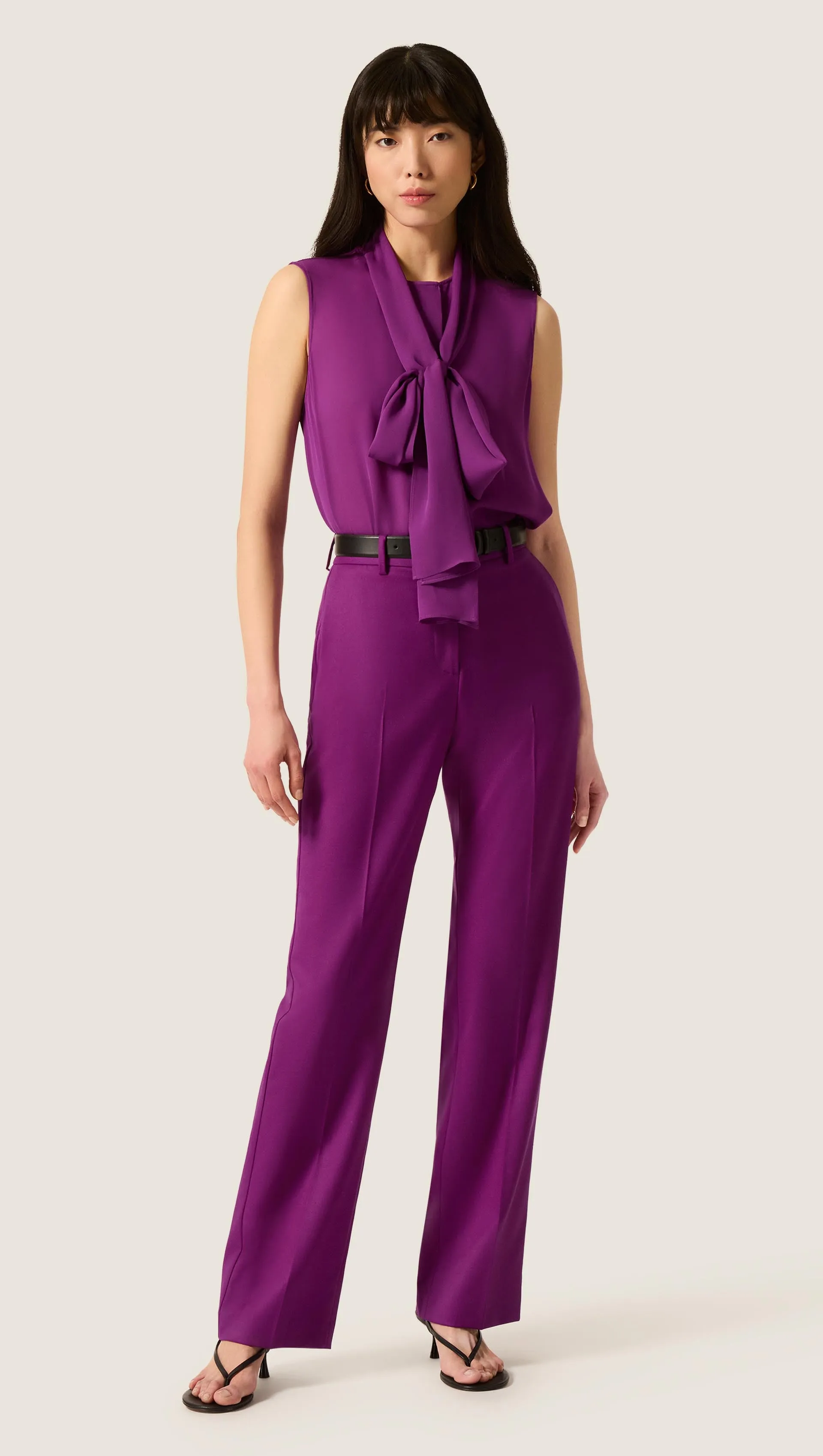 Sleeveless Bow Blouse in Silk Double Georgette | Violet sold by Argent product image thumbnail 5