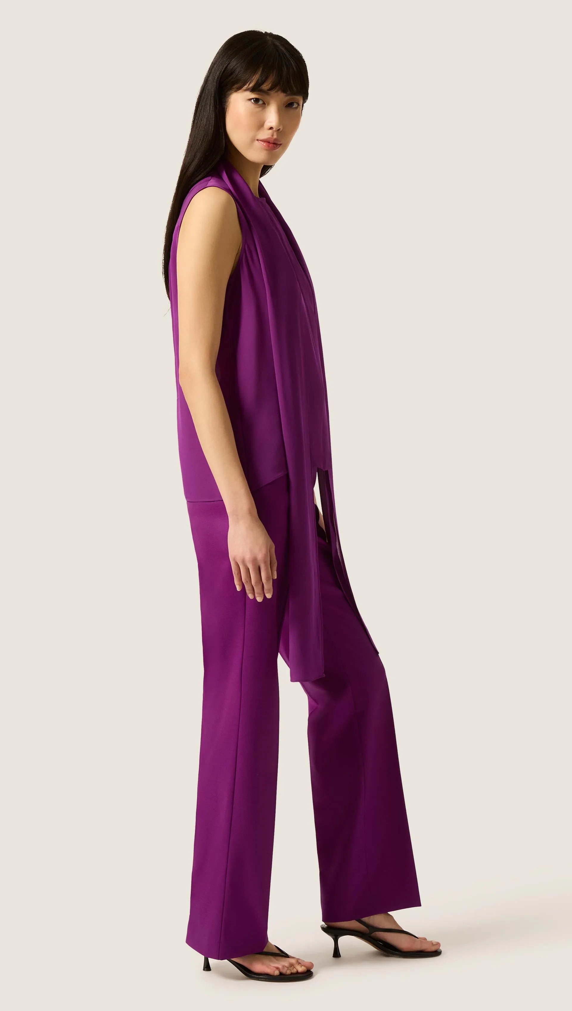 Sleeveless Bow Blouse in Silk Double Georgette | Violet sold by Argent product image thumbnail 2