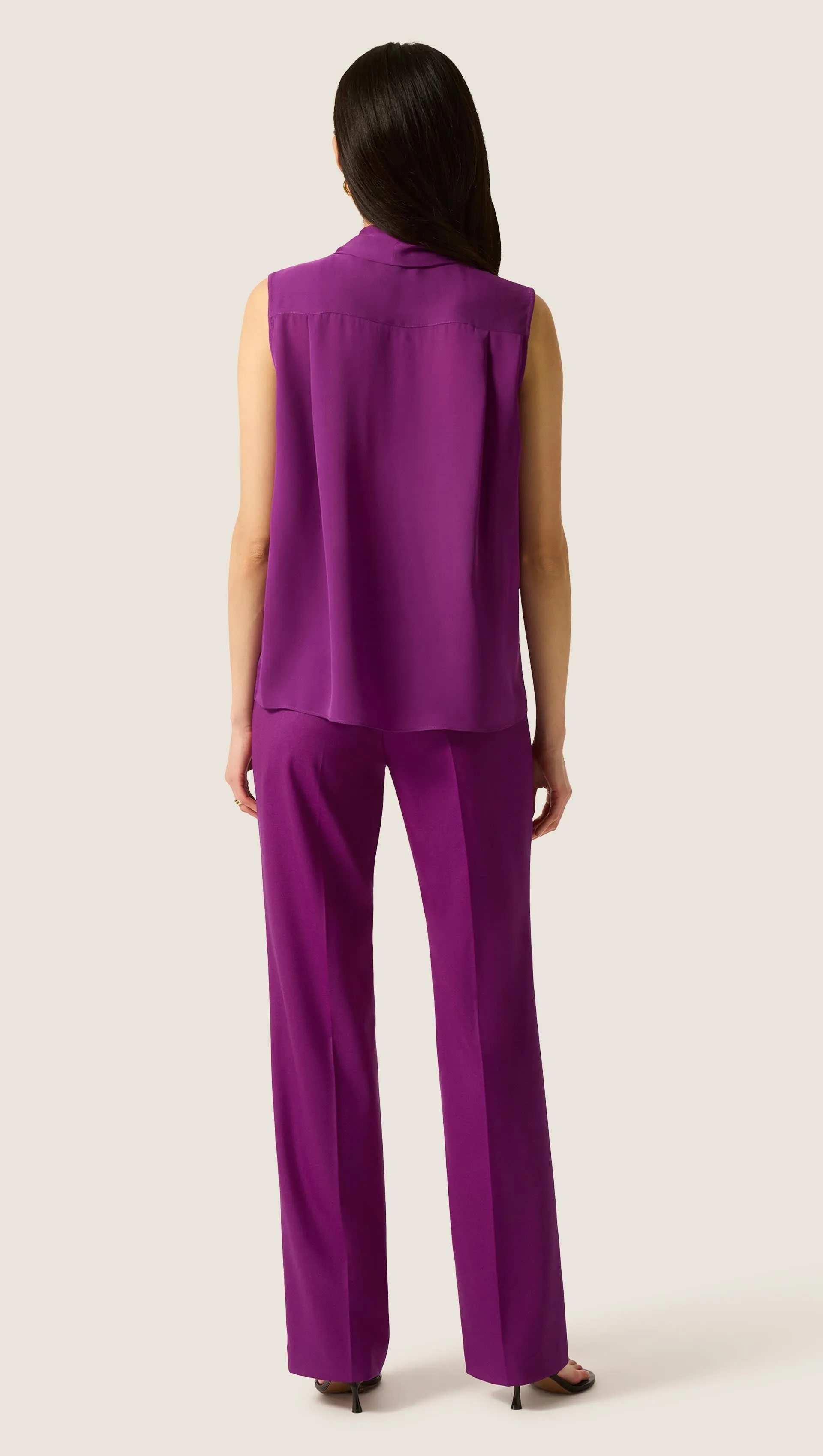 Sleeveless Bow Blouse in Silk Double Georgette | Violet sold by Argent product image thumbnail 3