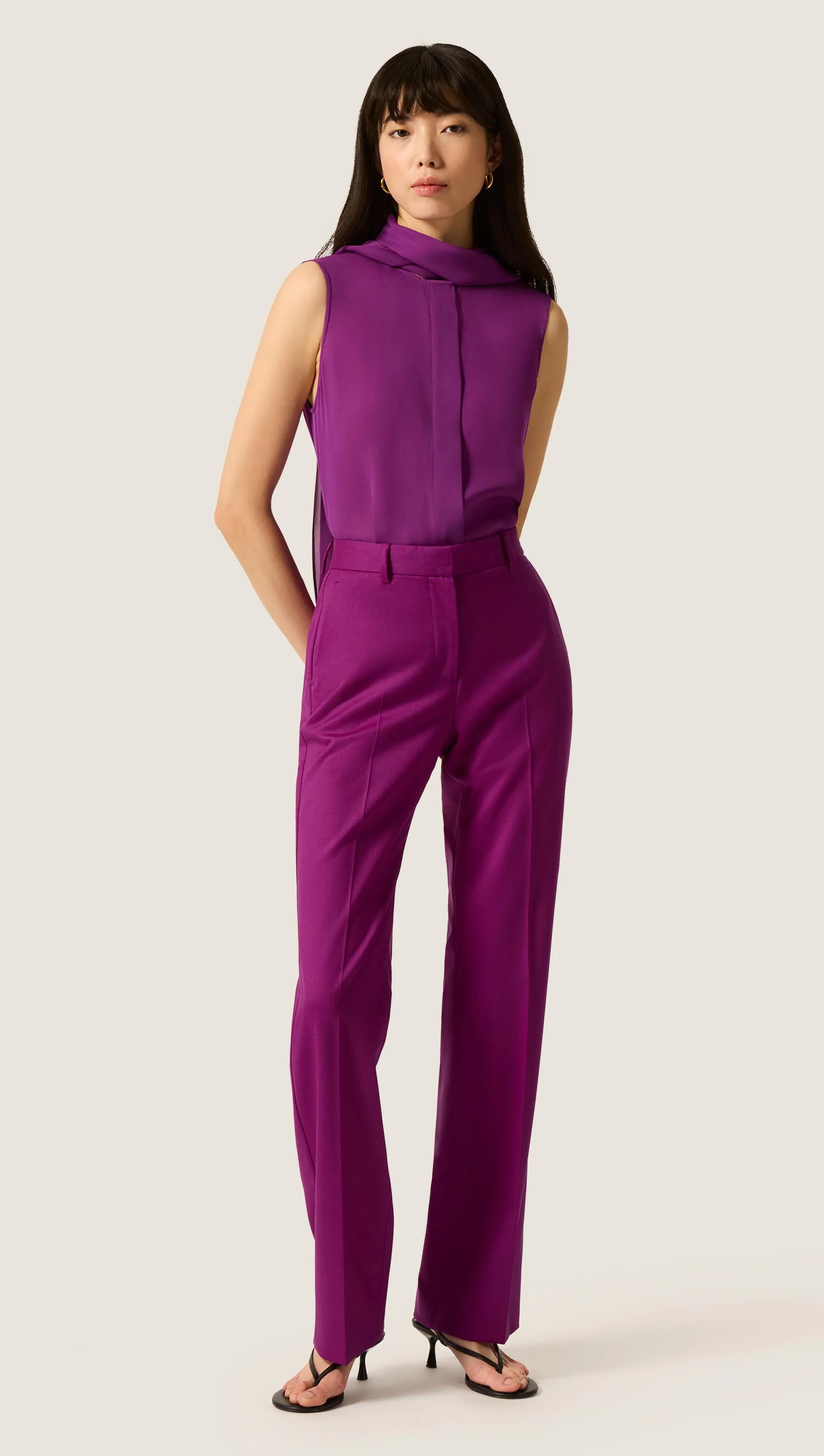 Straight Leg Trouser in Seasonless Wool | Violet sold by Argent