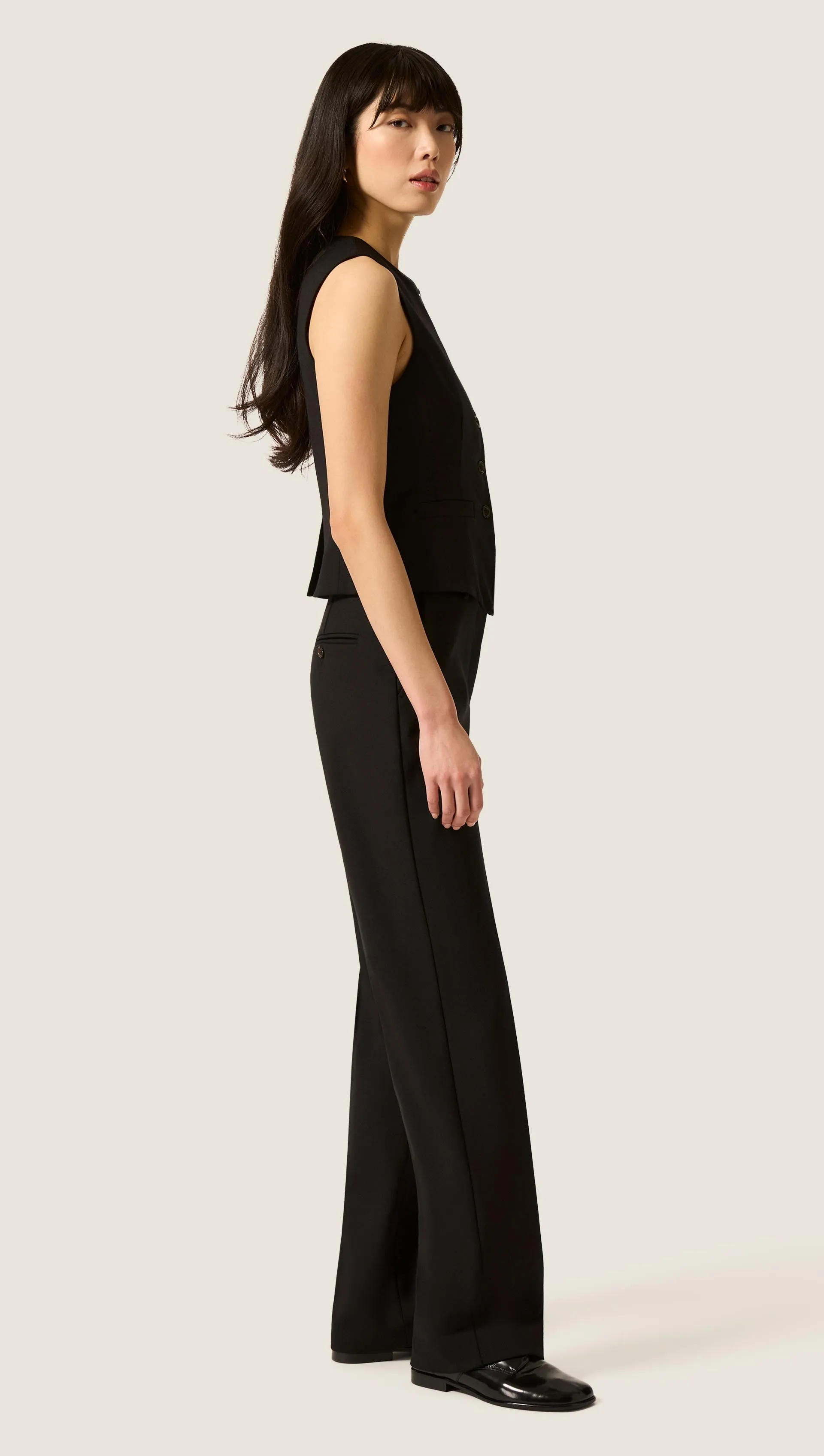 Straight Leg Trouser in Heavy Wool Twill | Black sold by Argent product image thumbnail 3